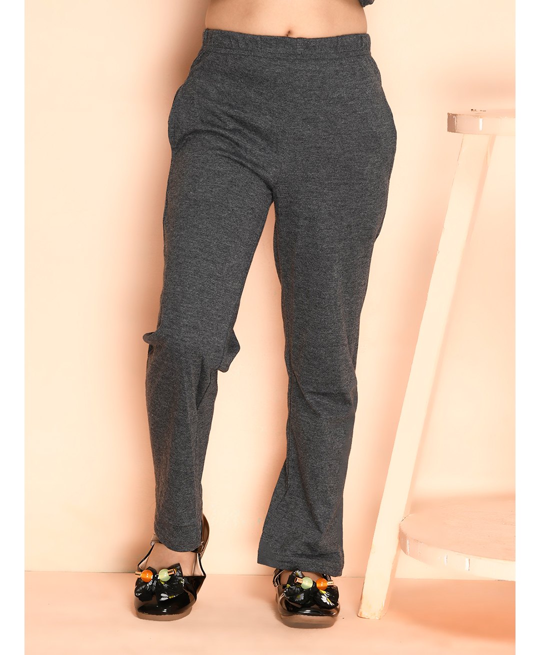 Kids Cave 100% Cotton Solid Track Pant - Dark Grey-picture-13