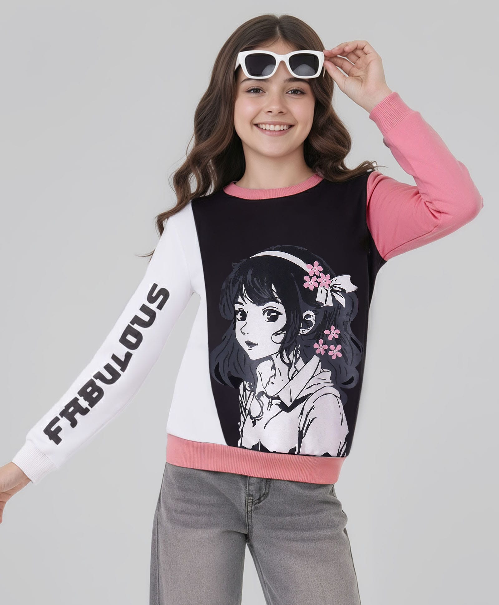 Pine Kids Cotton Knit Full Sleeves Sweatshirt with Anime Print - Pink-picture-27
