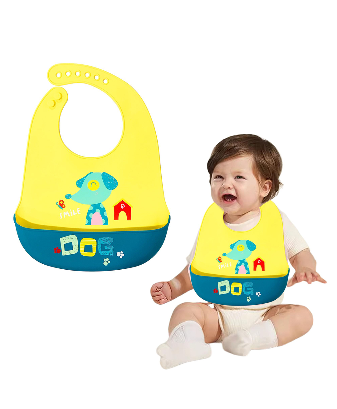 FunBlast Dog Print Silicone Baby Bib with Adjustable Strap for Feeding & Weaning-picture-26