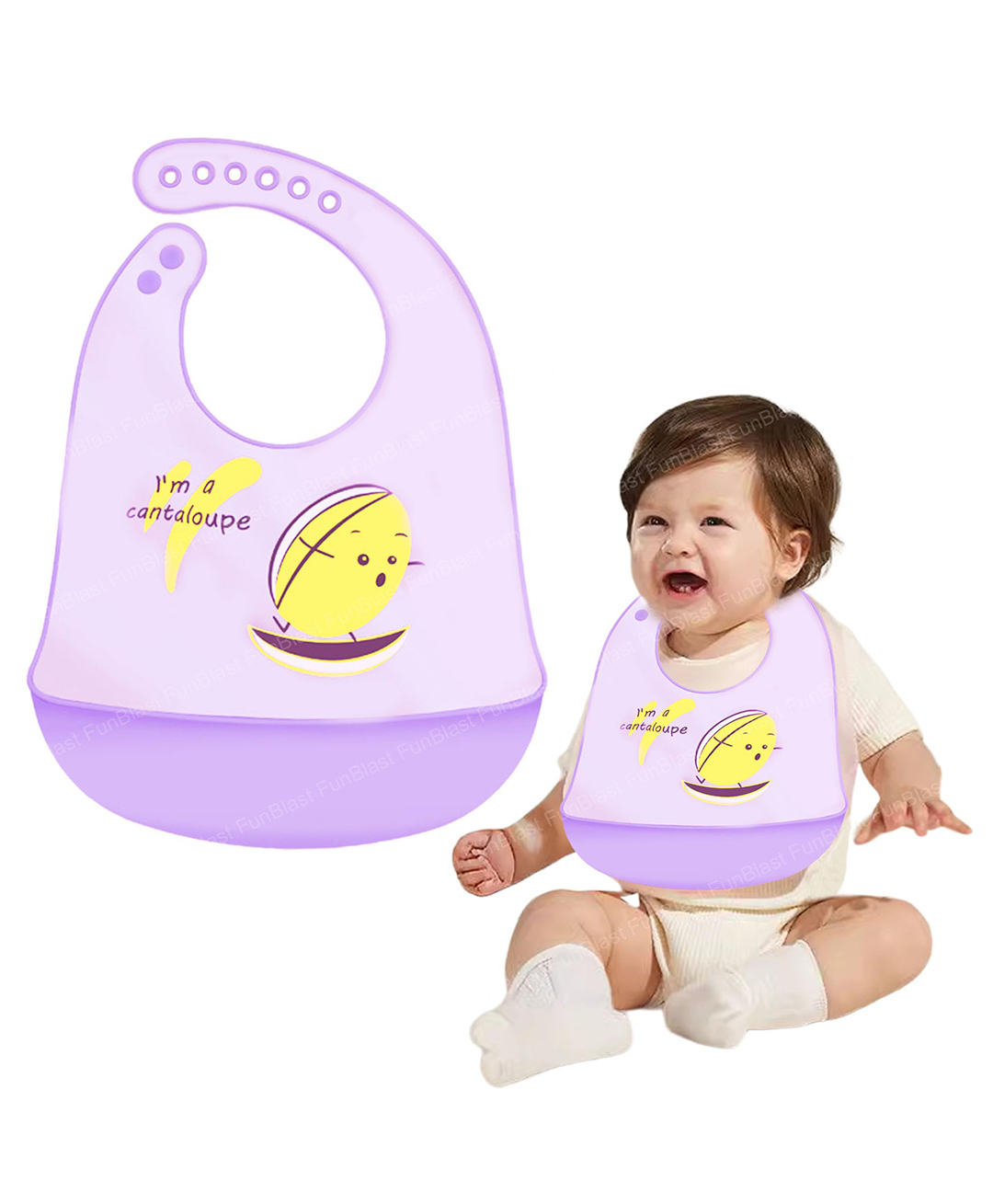 FunBlast Cantaloupe Print Silicone Baby Bib for Feeding & Weaning-picture-19