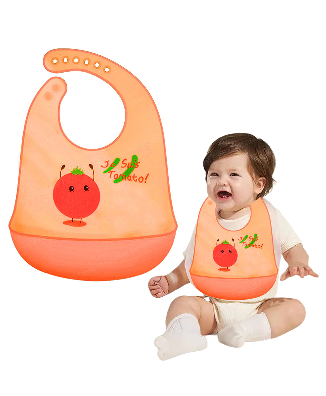 FunBlast Tomato Print Silicone Baby Bib with Adjustable Strap for Feeding & Weaning-picture-20