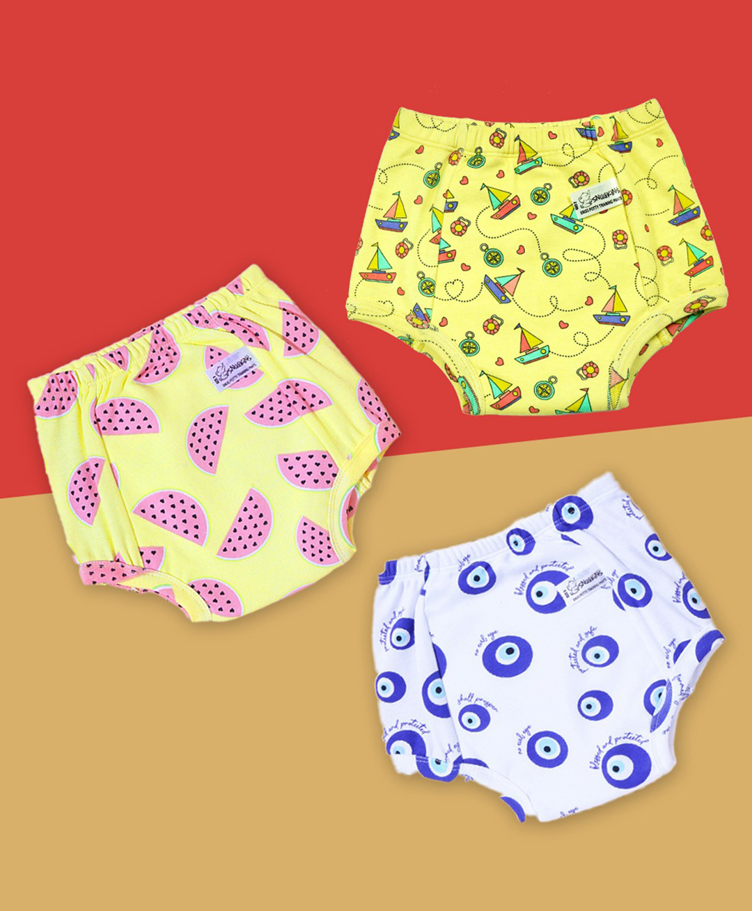Snugkins Potty Training Pull-up Pants for Kids 100% Cotton Pack 3 Extra Large - Multi-picture-42