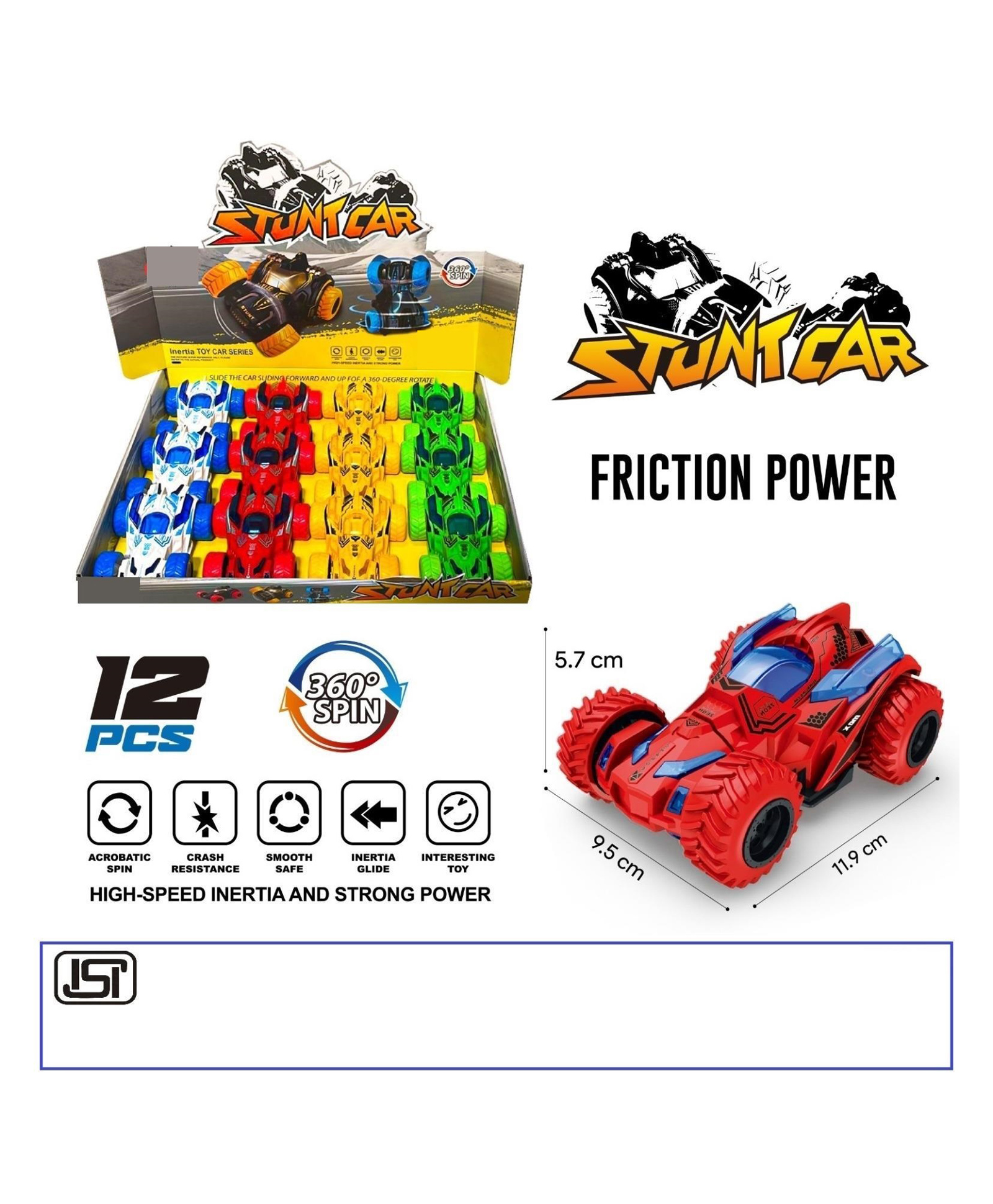SanjaryMini Monster Truck Friction Powered Cars ,360 Degree Stunt Toy for Kids -Color & Design May Vary-image-35