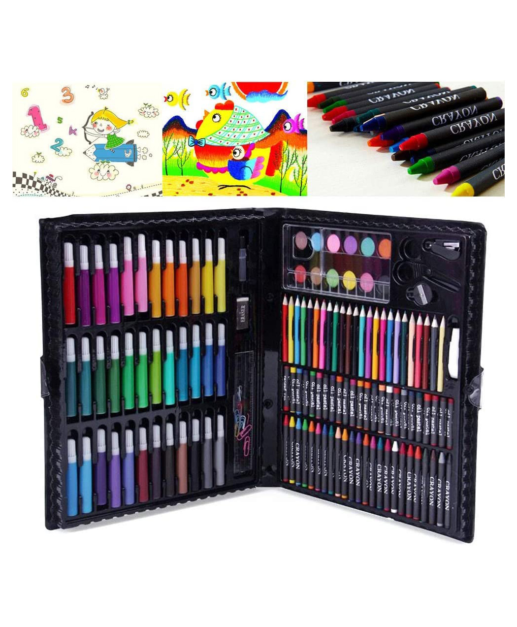 Nicres Little Toys Art Set Colors Box Color Pencil Crayons Water Color Sketch Pens Set of 150 Pieces for Kids Best Birthday Gift & Return Gift Color Box for Kids-image-33