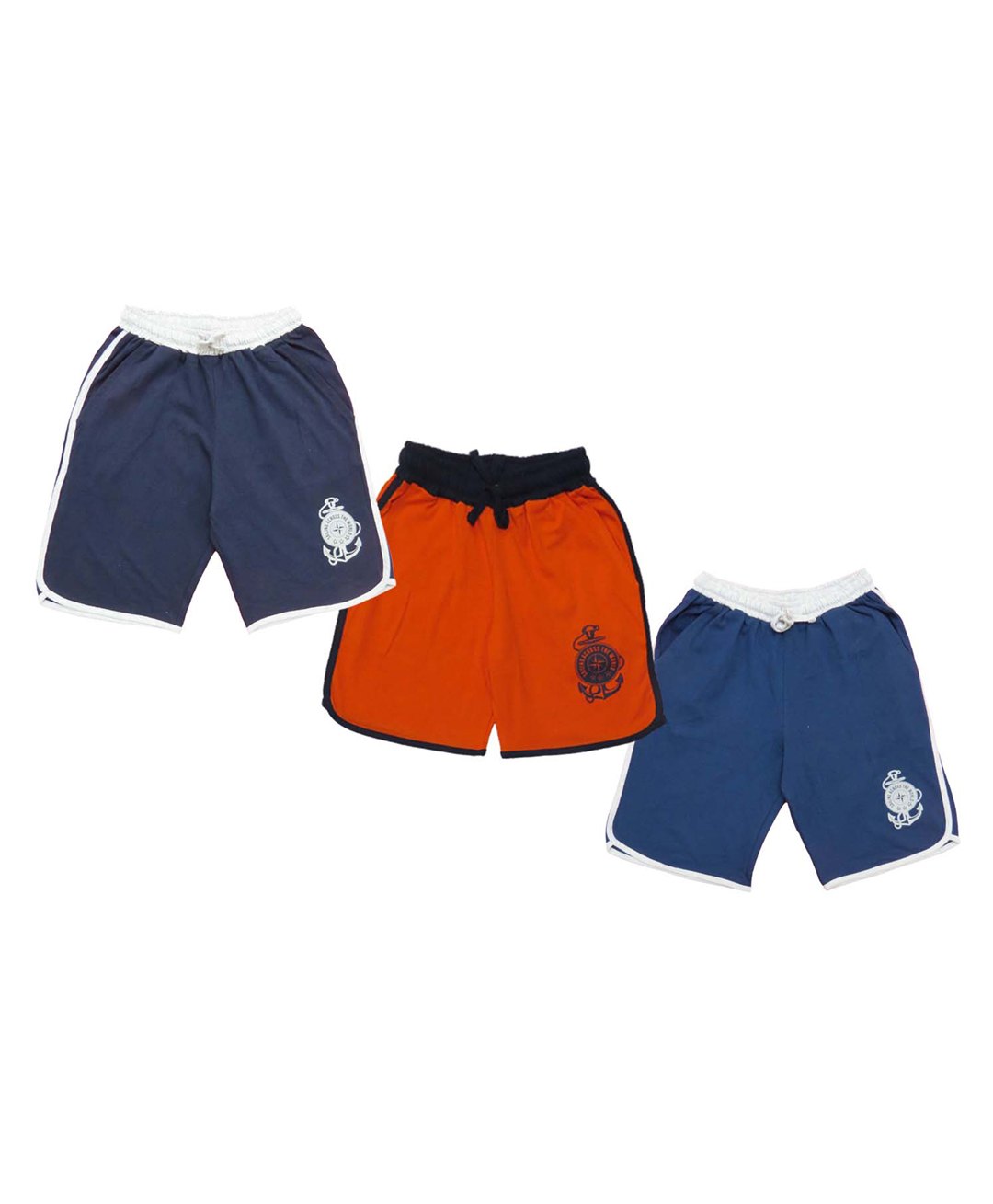 Clothe Funn Pack Of 3 Nautical Theme Printed Shorts - Maroon Royal & Navy Blue-picture-10