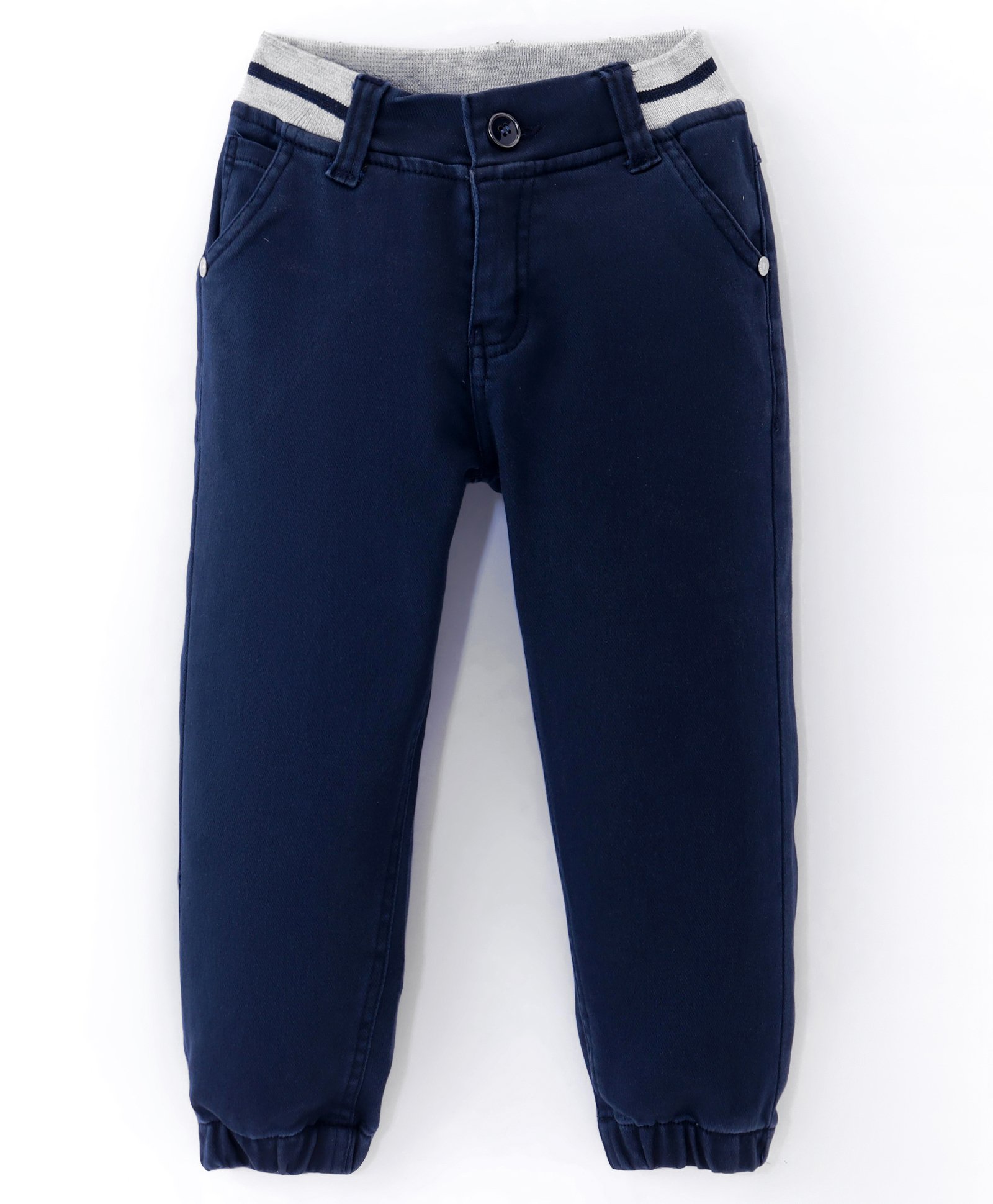 Olio Kids Twill Full Length Solid Lounge Pant - Navy Blue-picture-14