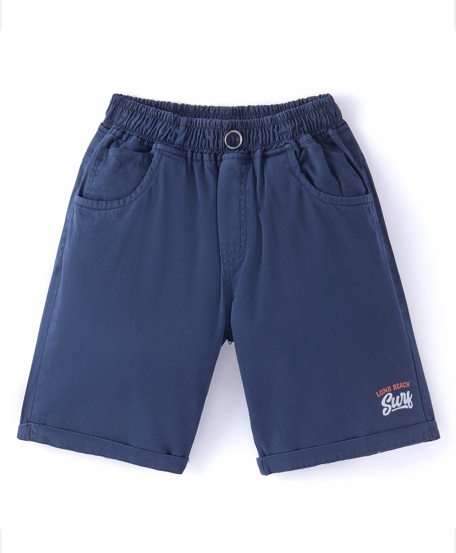 Olio Kids Cotton Knit Knee Length Solid Colour Shorts - Navy Blue-picture-19