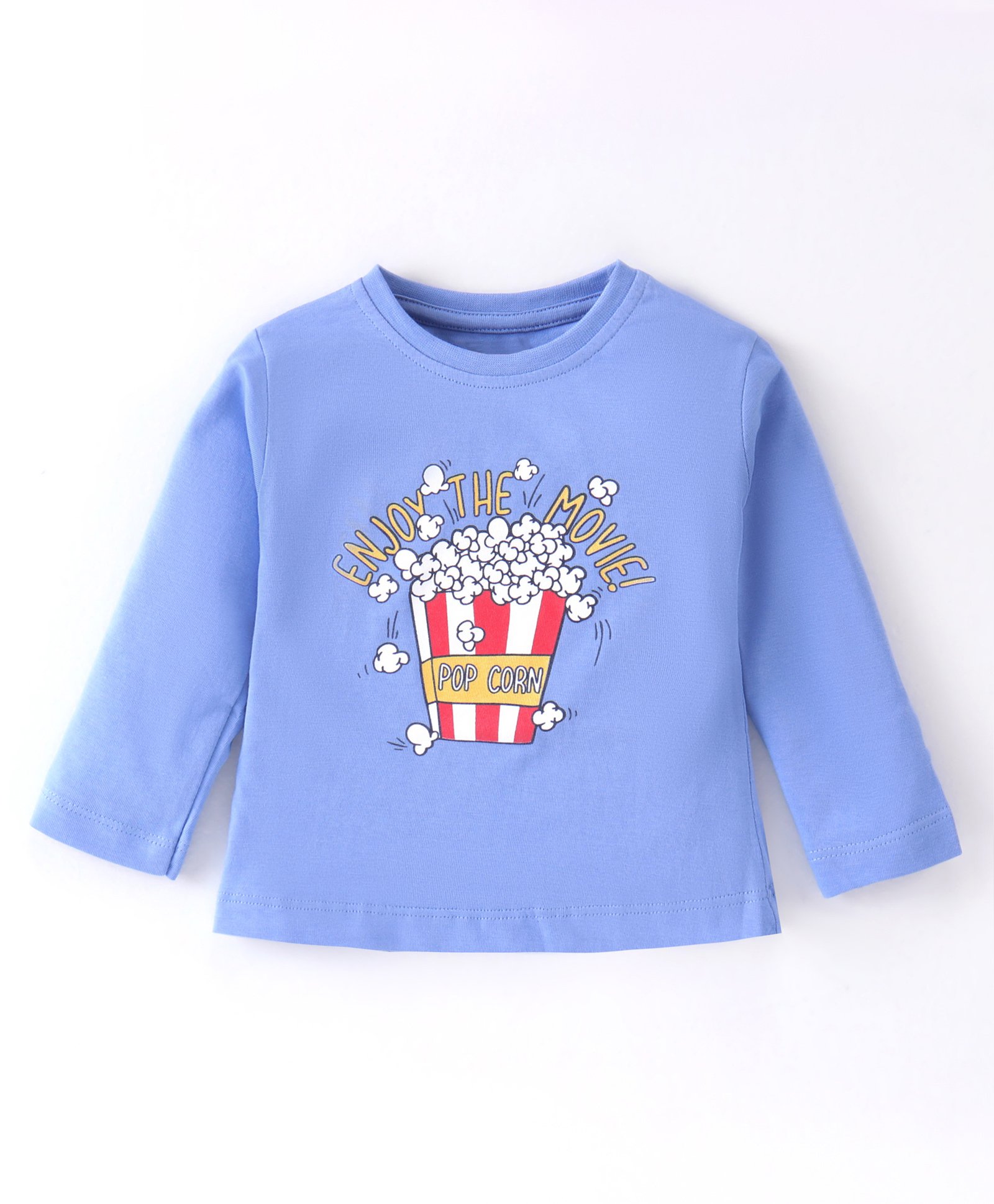 CUCUMBER Sinker Knit Full Sleeves T-Shirt with Text & Pop Corn Print - Blue-picture-44