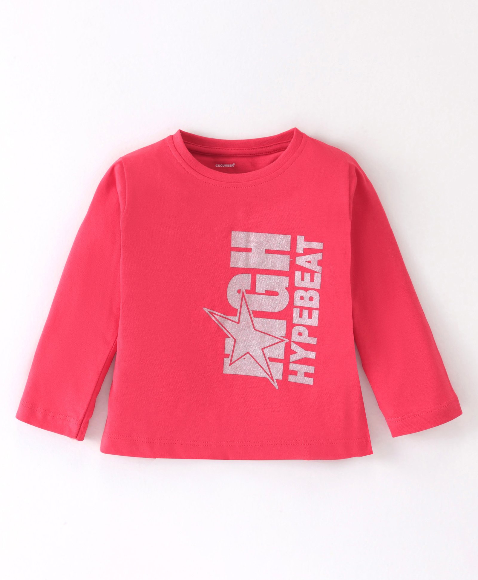 CUCUMBER Sinker Knit Full Sleeves T-Shirt with Text Print - Red-picture-23