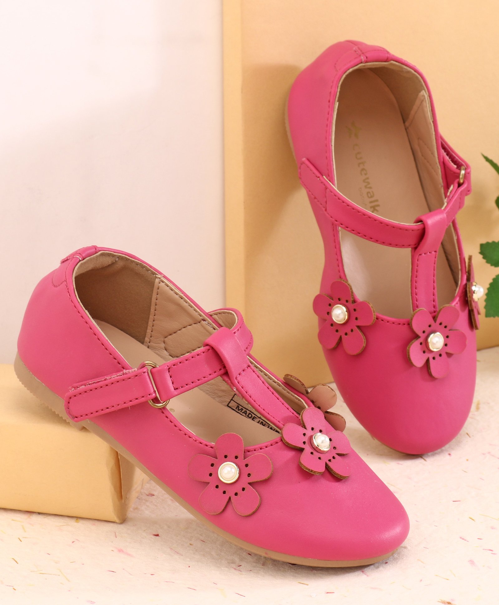 Cute Walk by Babyhug Ballerinas With Floral Applique - Fuschia-image-16