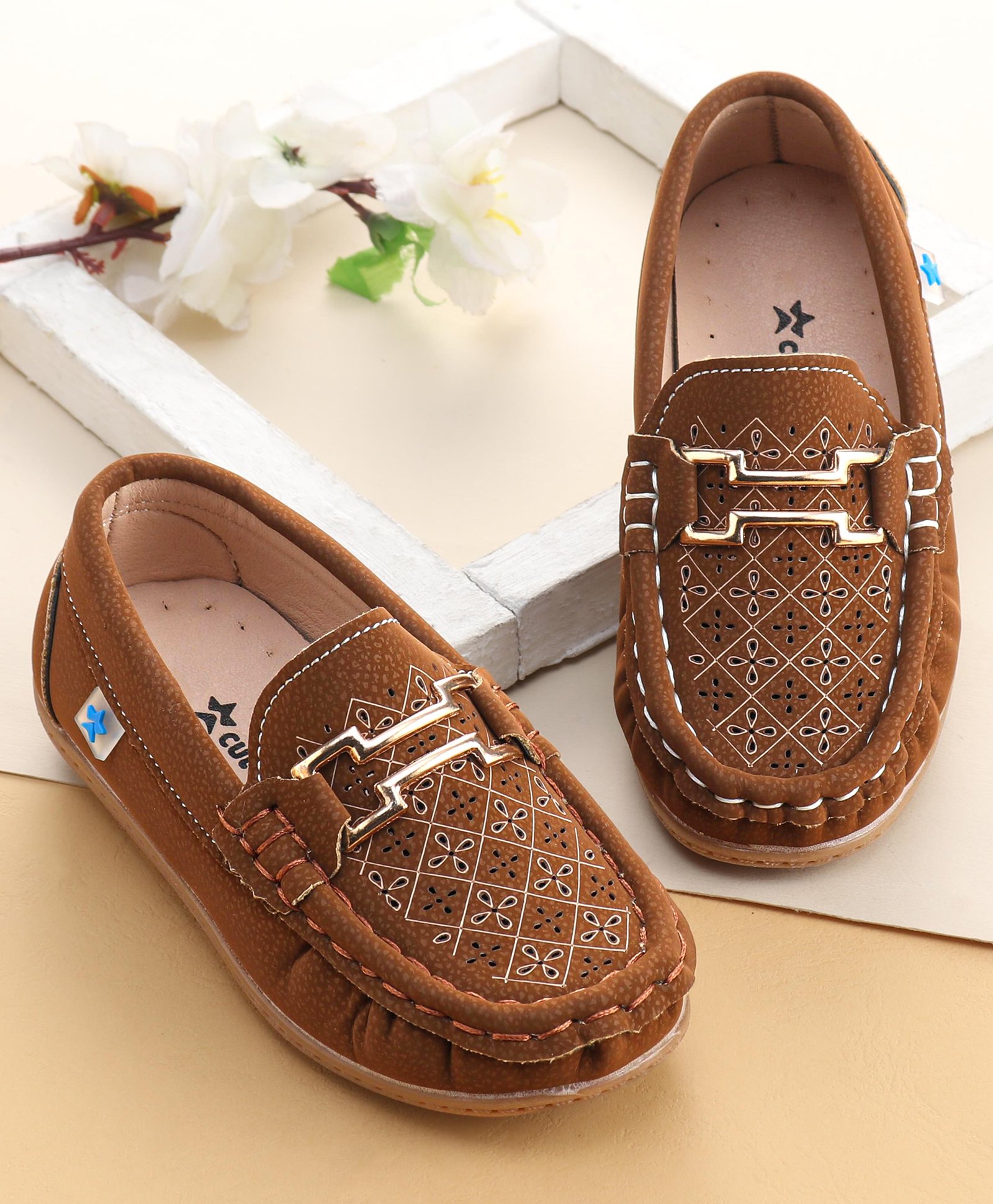 Cute Walk By Babyhug Formal Slip On Shoes - Brown