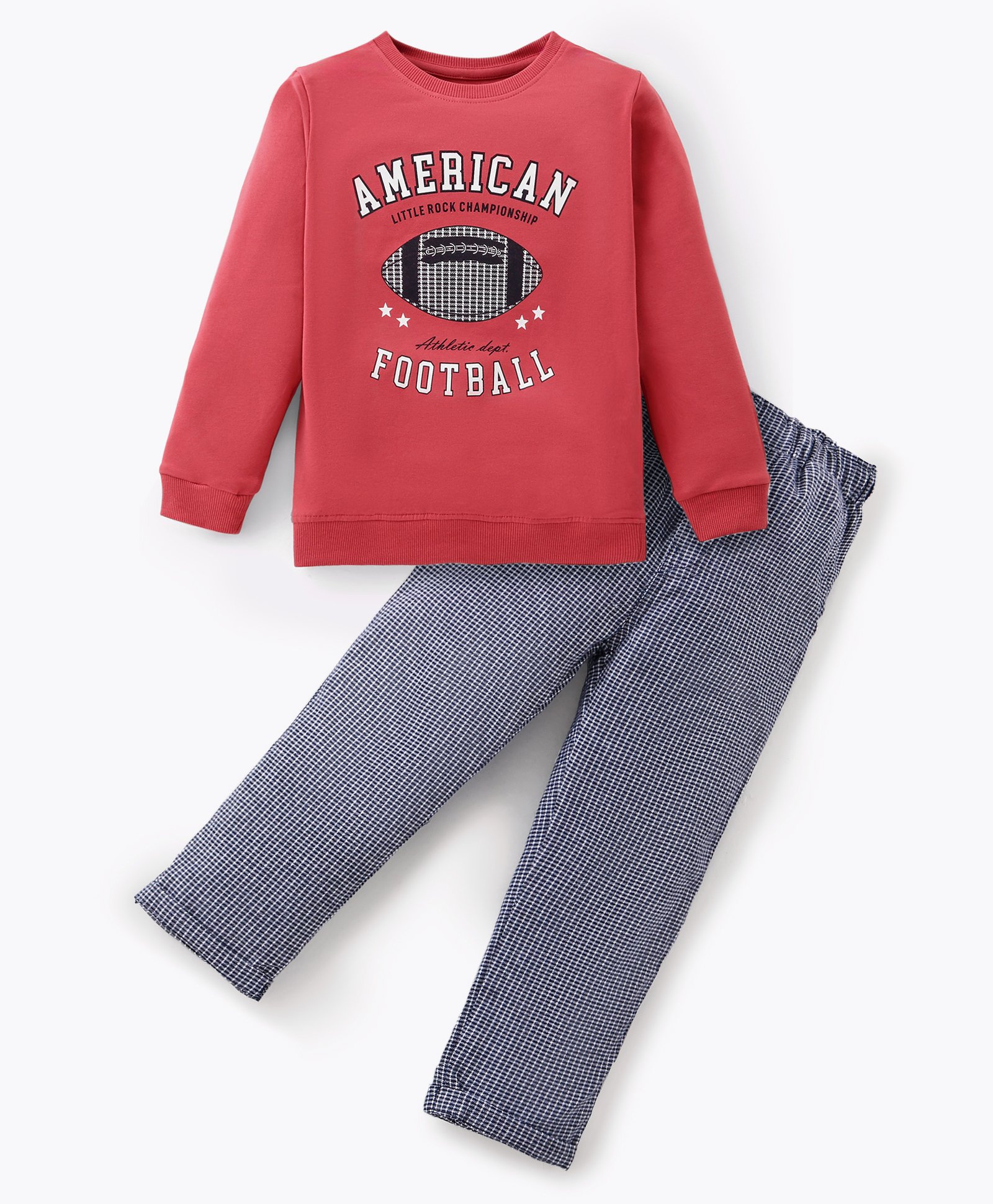 Cucumber Single Jersey Knit Full Sleeves American Football Printed T-Shirt &  Lounge Pants Set - Dark Red-picture-26