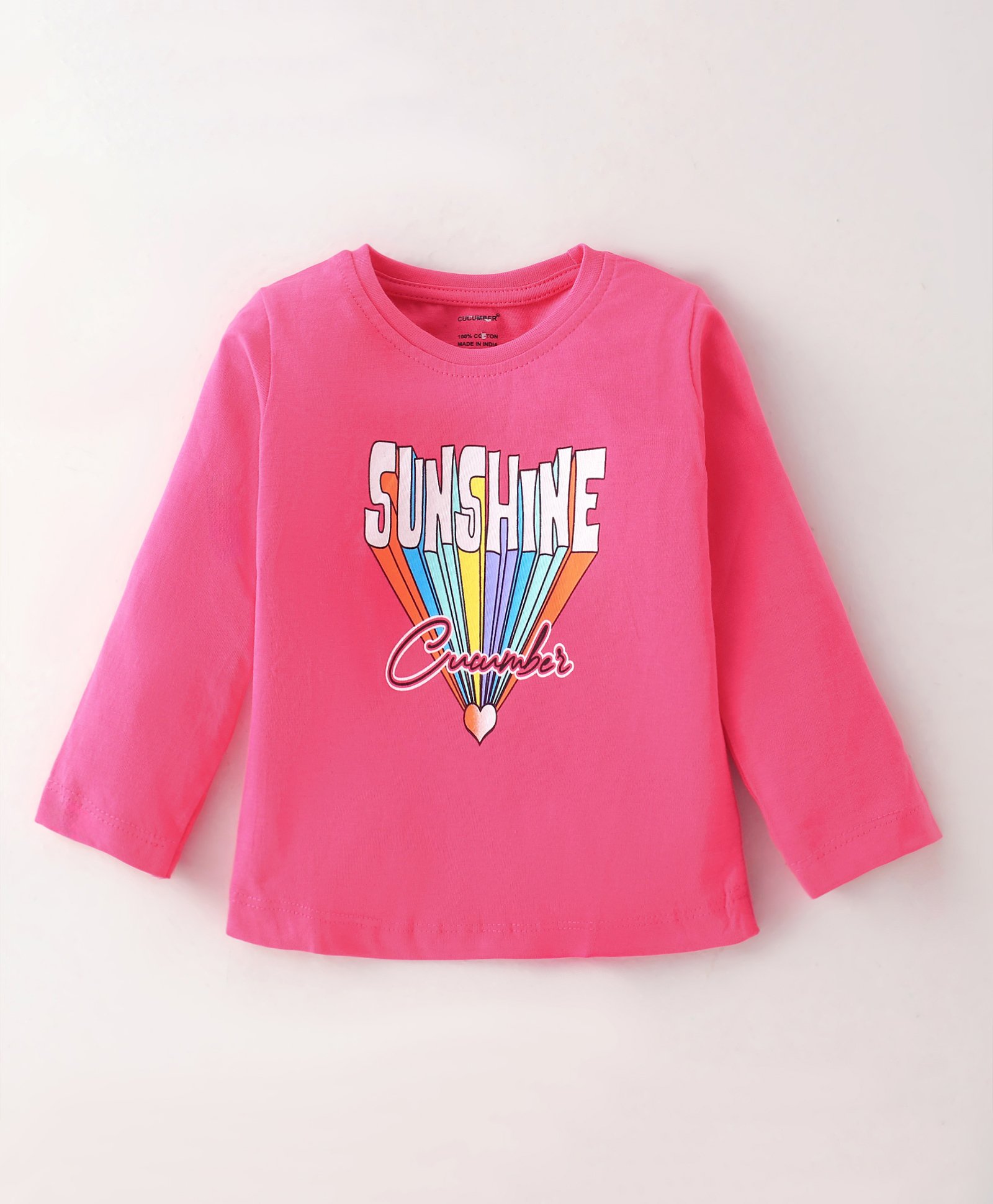 CUCUMBER Cotton Knit  Full Sleeves T-Shirt with Text Print - Fuscsia-image-21