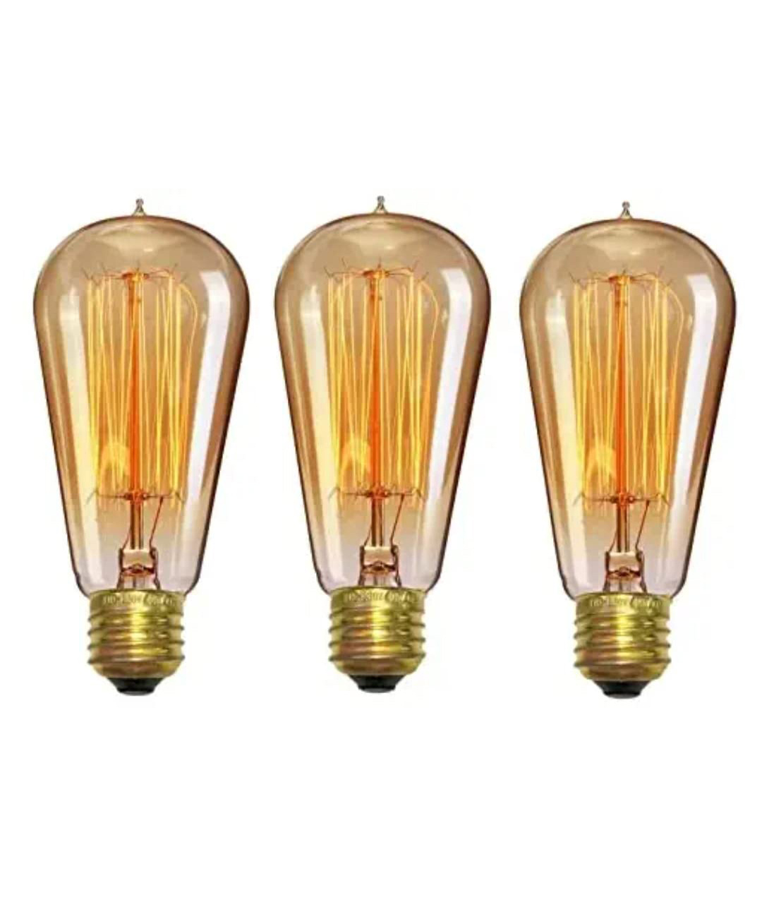 FLAZE Filament Bulb, Edison Tungsten Bulb, E27 Base Bulb For Table Lamps/ Wall Light/ Wall Lamps, Bulbs For Home Decor Items, Light Bulbs For Hanging/ Ceiling/ (Pack of 3, Pear Shape) -(color may vary)-image-5