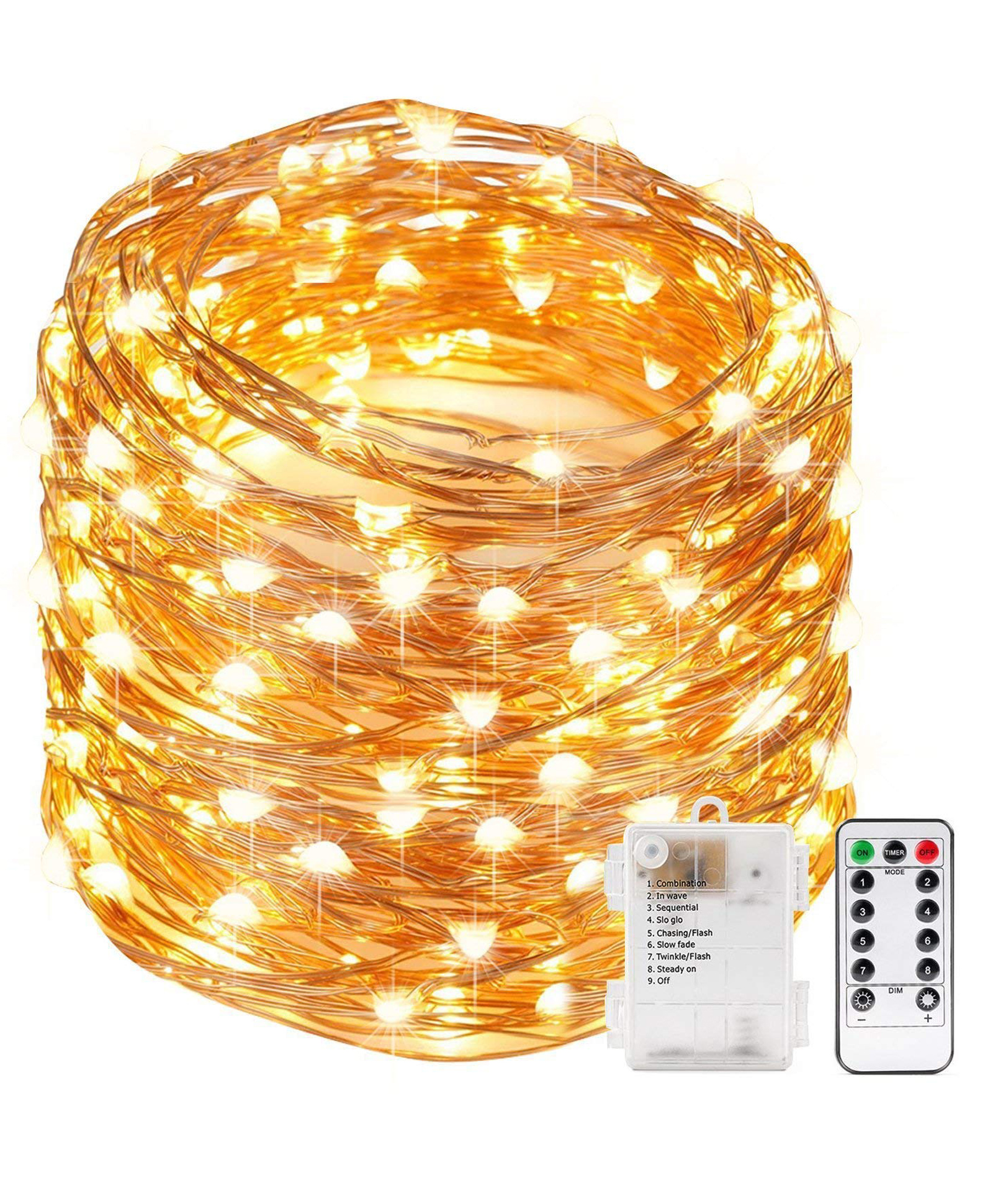 AKN TOYS 100 Led String Fairy Light Powered by Battery Box And Remote, 8 Mode Functions Copper Wire Lights with battery for Home Decoration Valentine Birthday -(color may vary)Battery not included, 10 meters-image-31