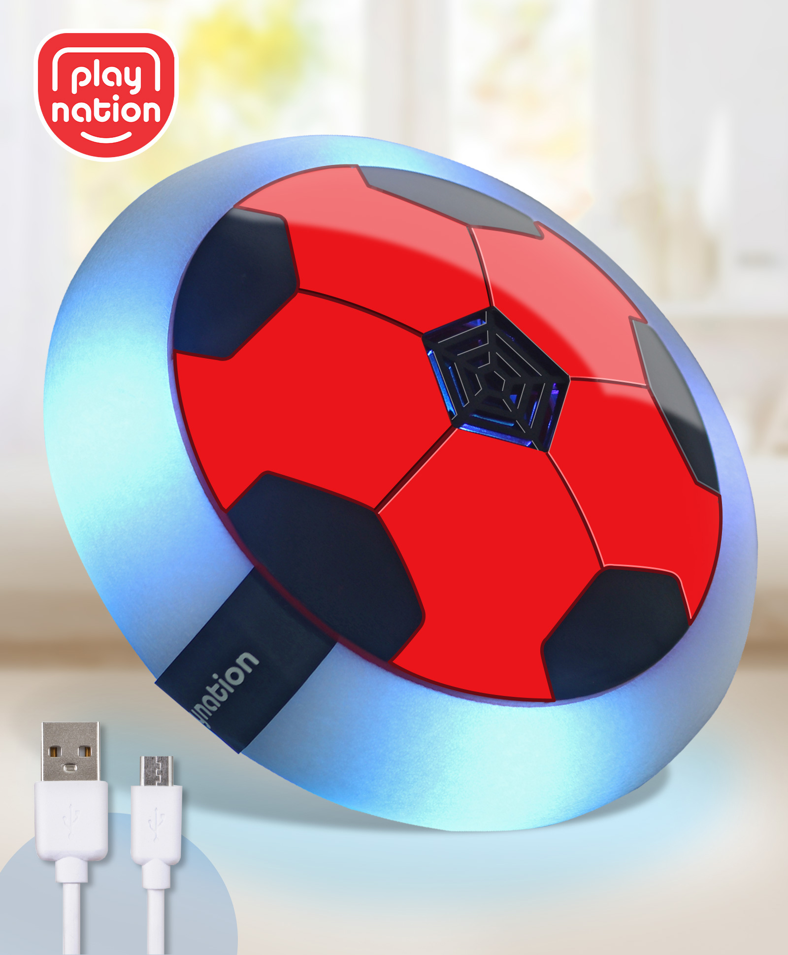 Play Nation Rechargeable Hover Ball with Music & Light - Red & Black
