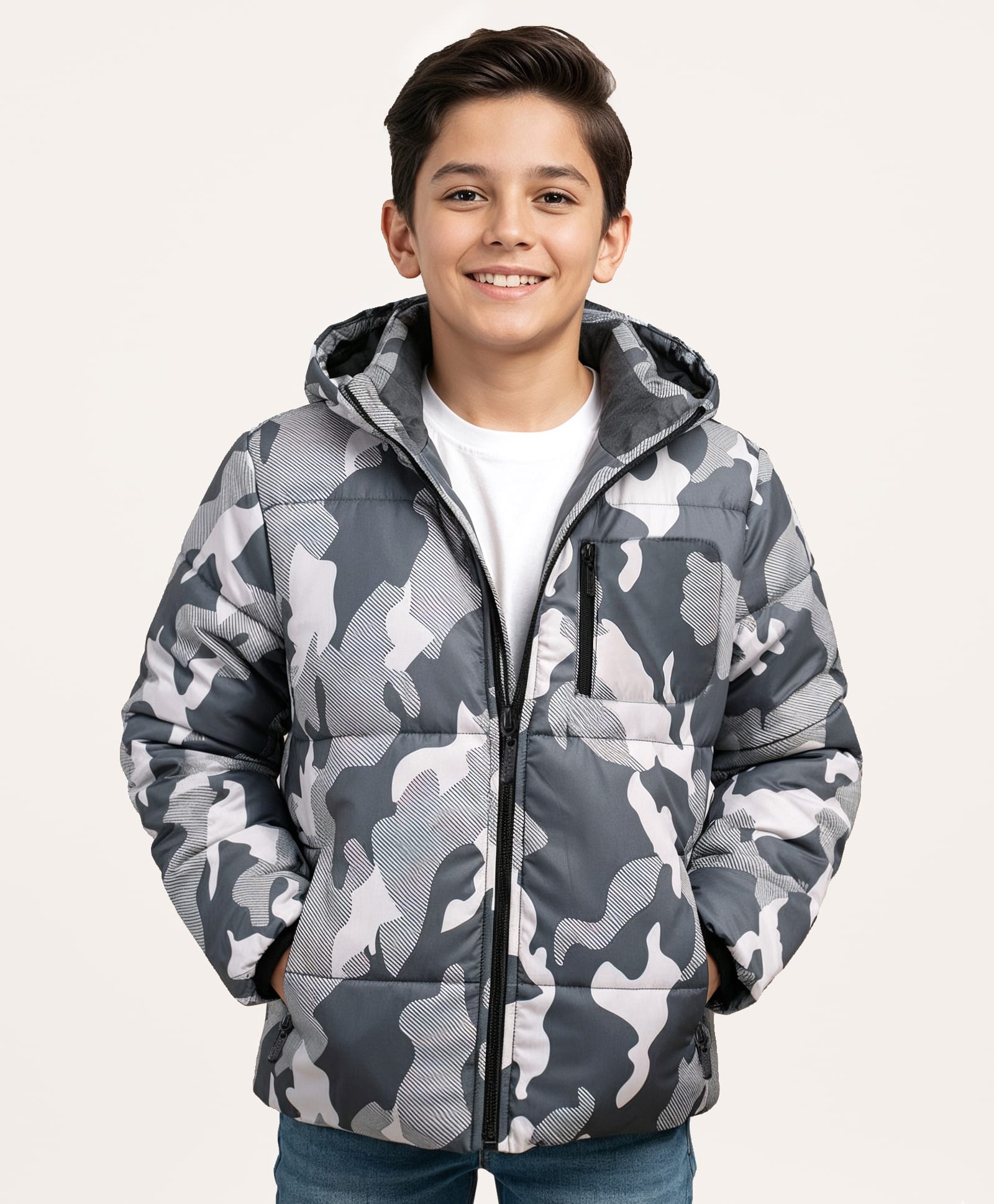 Pine Kids Woven Full Sleeves Padded Hooded Jacket Camouflage Print - Multicolour-image-28