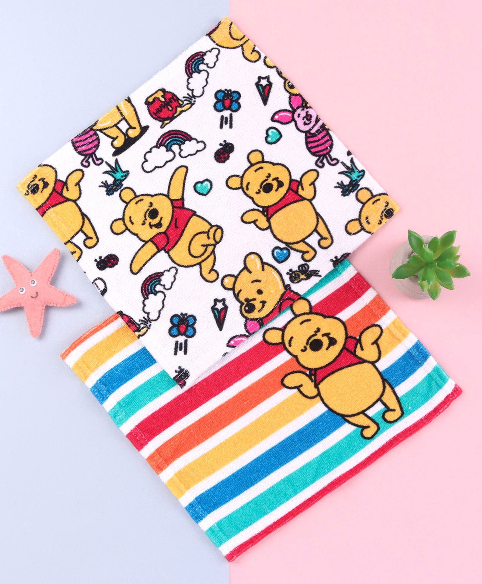 Babyhug Disney Terry Woven Hand & Face Towels  with Winnie the Pooh Digital Print Pack of 2 L 33.02 X 25.4 cm - Multicolor-image-25