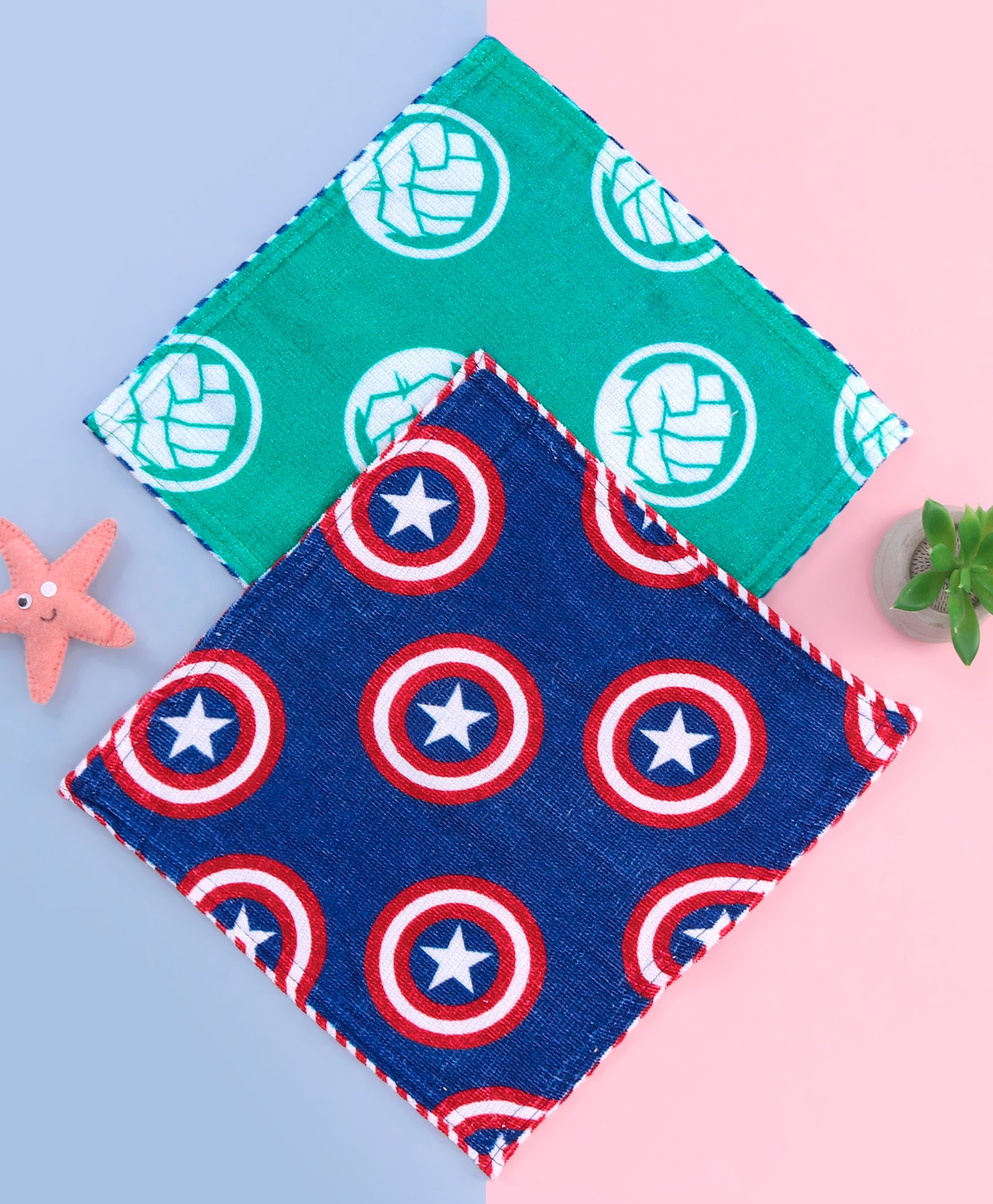 Babyhug Marvel Terry Woven Avengers Digital Printed Towel Pack of 2 L 33.02 x B 25.4 cm - Blue-picture-10