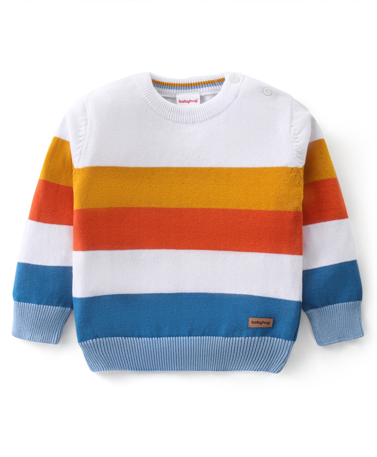 Babyhug Knitted Full Sleeves Pullover Striped Sweater - Multicolour-image-15
