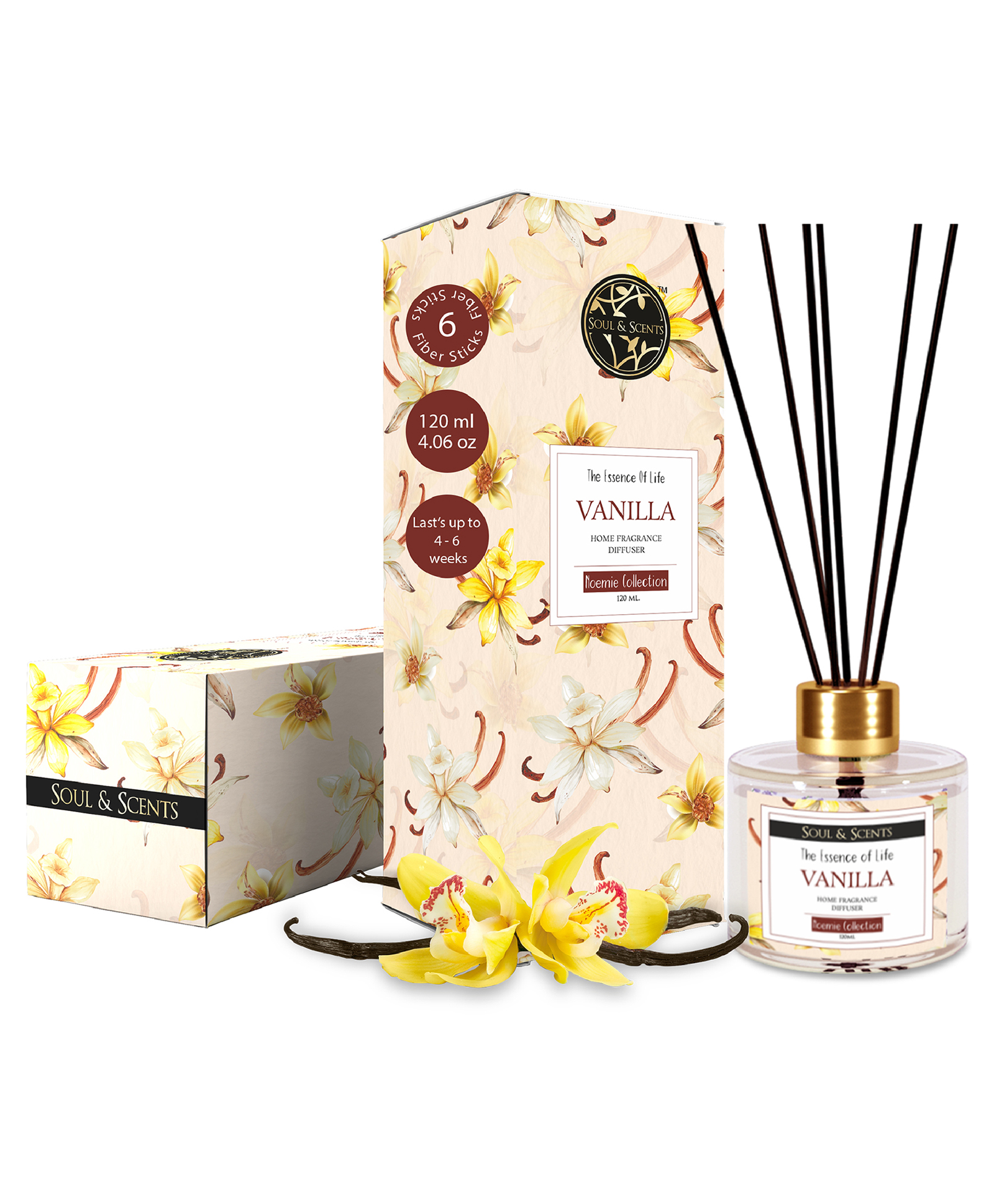 Soul & Scents Vanilla Fragrance 120 ml Reed Diffuser Set with Free 6 Reed Sticks-image-38