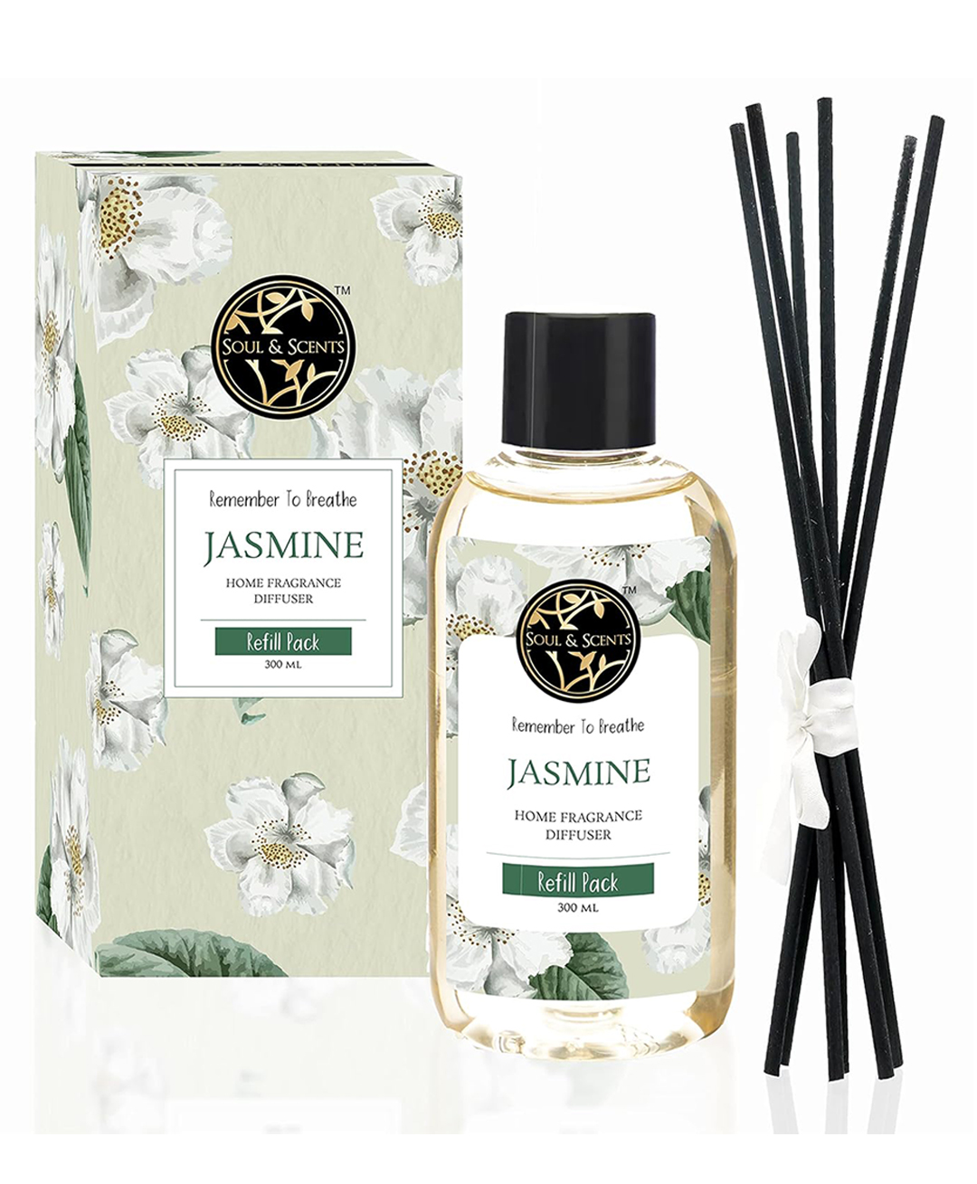 Soul & Scents Jasmine Fragrance 300 ml Reed Diffuser Refill with 12 Reed Sticks-image-45
