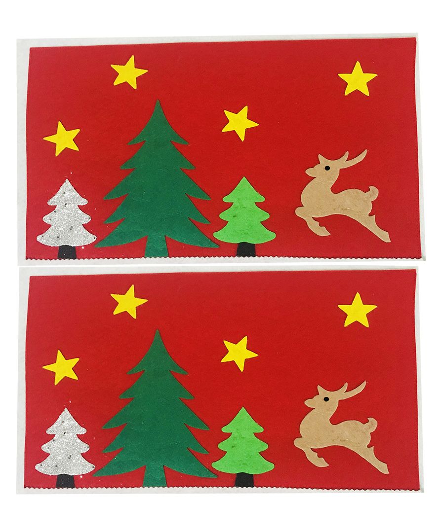 Li'Ll Pumpkins Set Of 2 Tree Felt Table Mat - Red