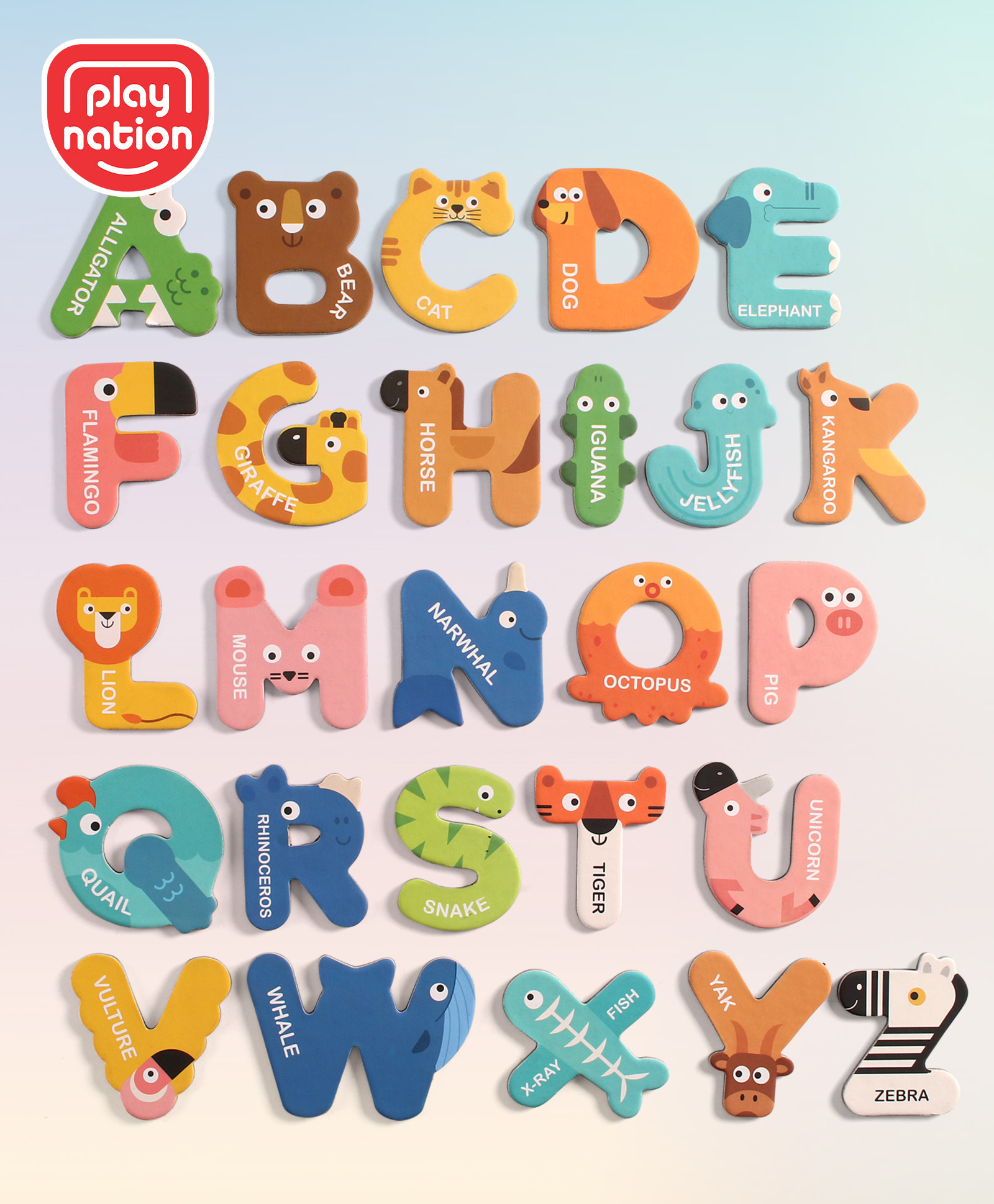 Play Nation Magnetic Animal Theme Alphabates Board Game - 26 Pieces