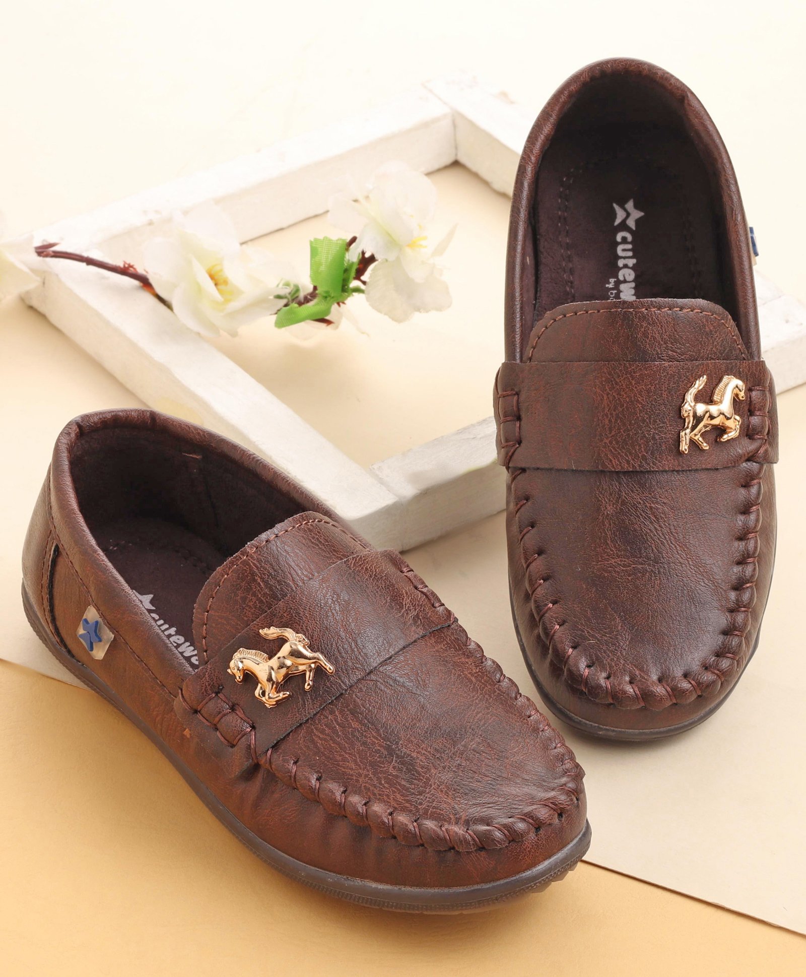 Cute Walk by Babyhug Slip On Formal & Party Wear Shoes with Horse Applique - Coffee-picture-24