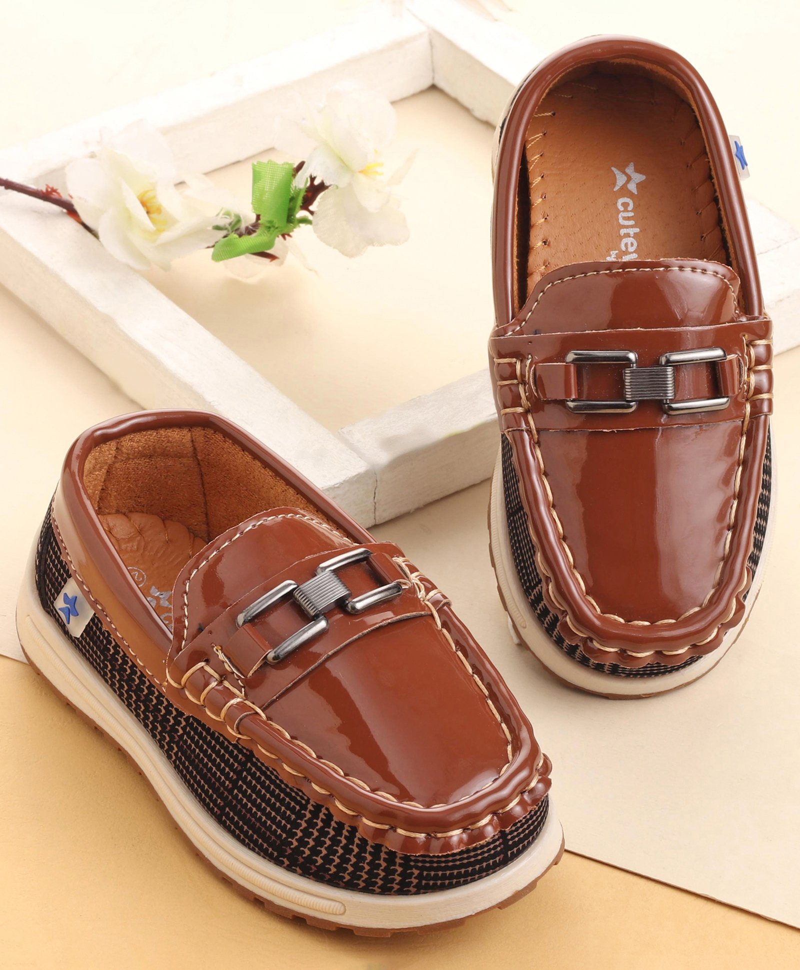 Cute Walk by Babyhug Slip On Formal & Party Wear Shoes with Applique - Brown-picture-28