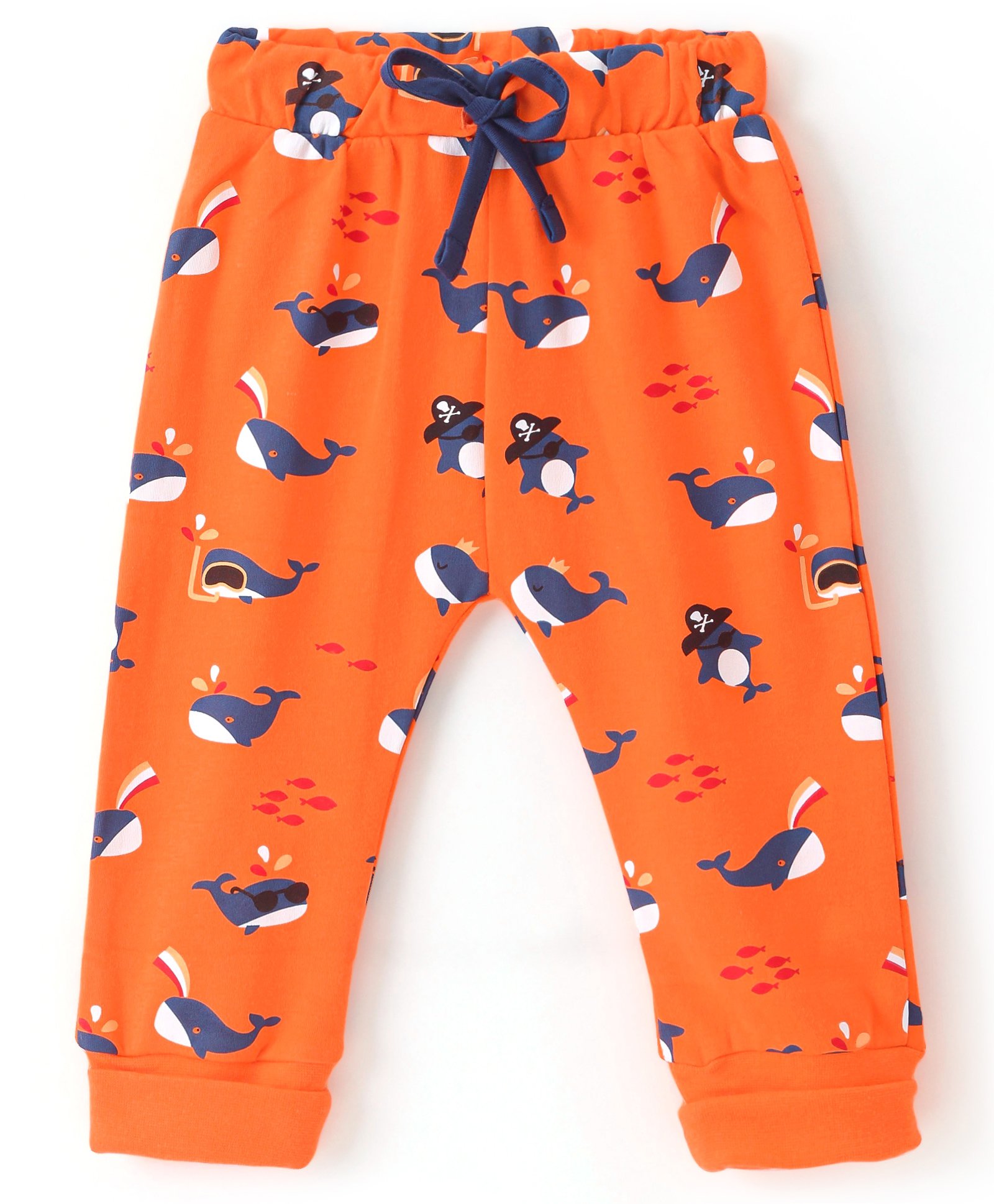 CUCUMBER Interlock Knit Full Length Lounge Pant with Sea Life Print - Orange-picture-24