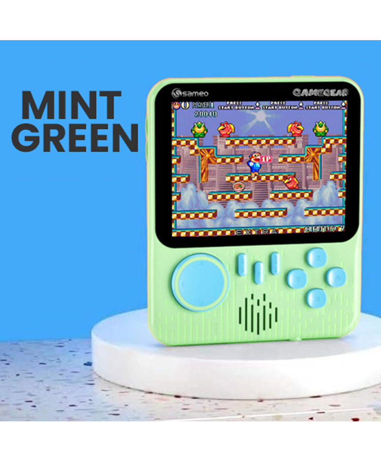 sameo rechargeable 8 bit classic gamegear handheld video game console with 666 classic retro games - mint green