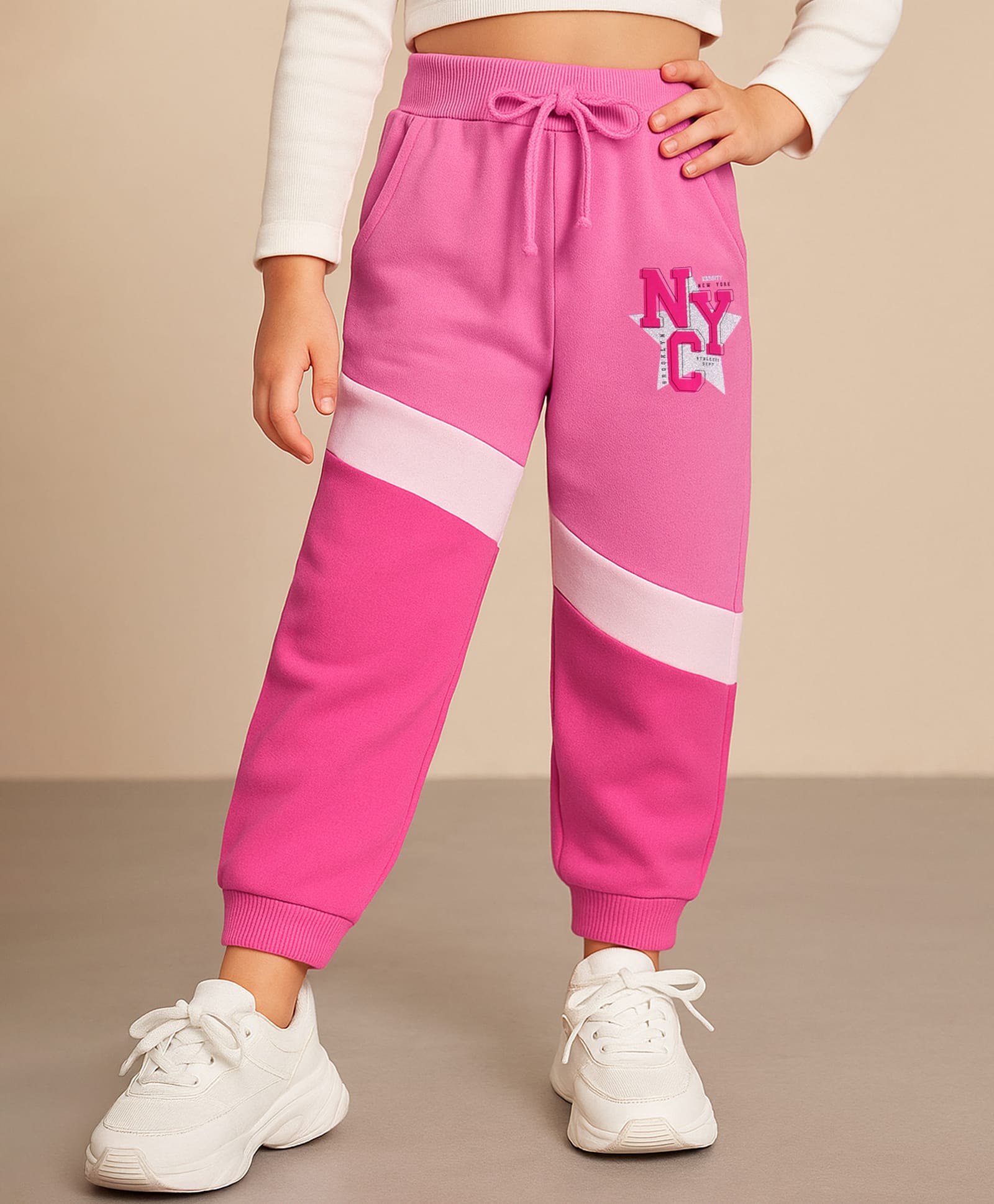 Babyhug Cotton Knit Full Length Lounge Pants With Text Print - Pink-picture-17