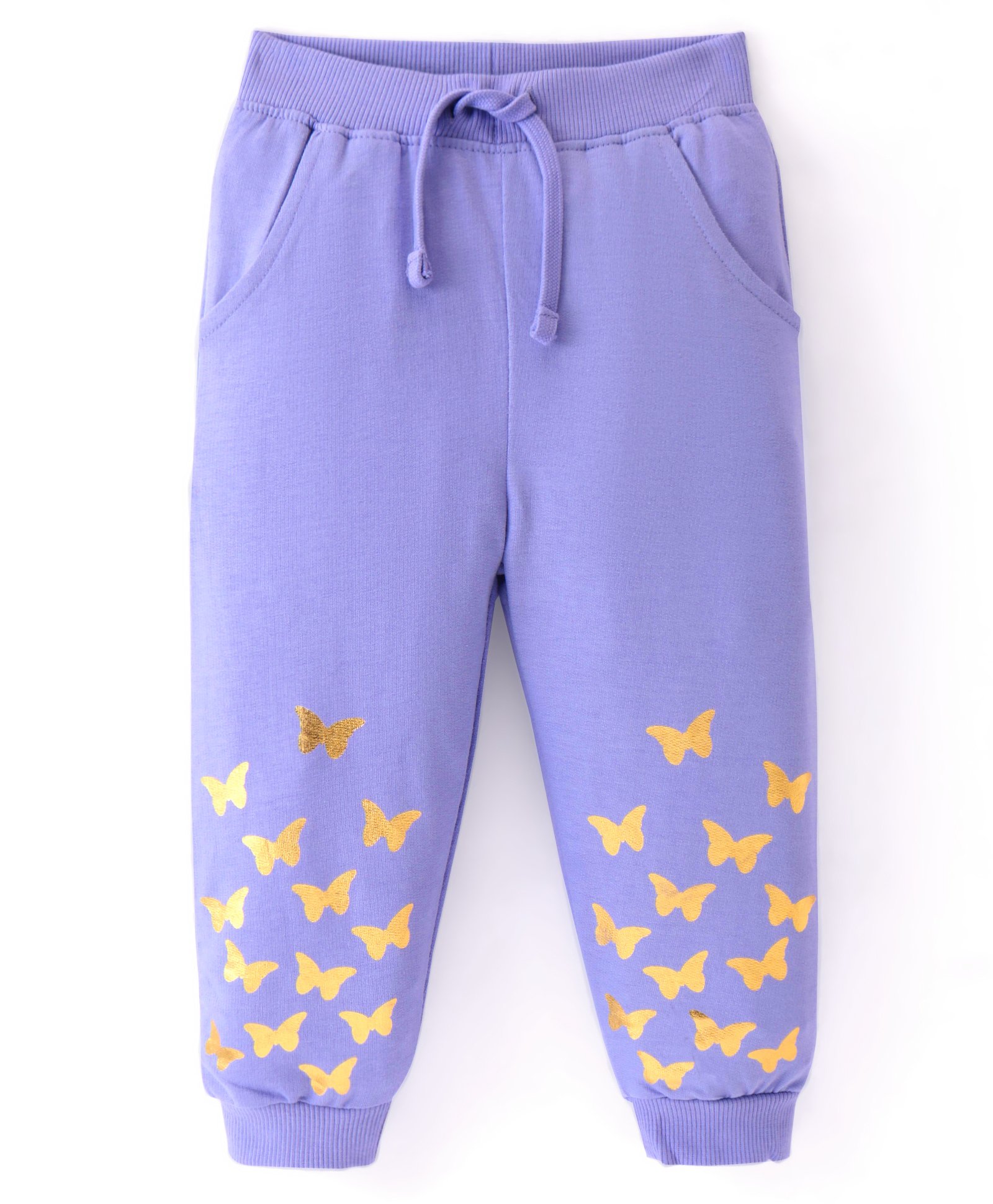 Babyhug Cotton Knit Full Length Lounge Pants With Butterflies Print - Lilac-image-23