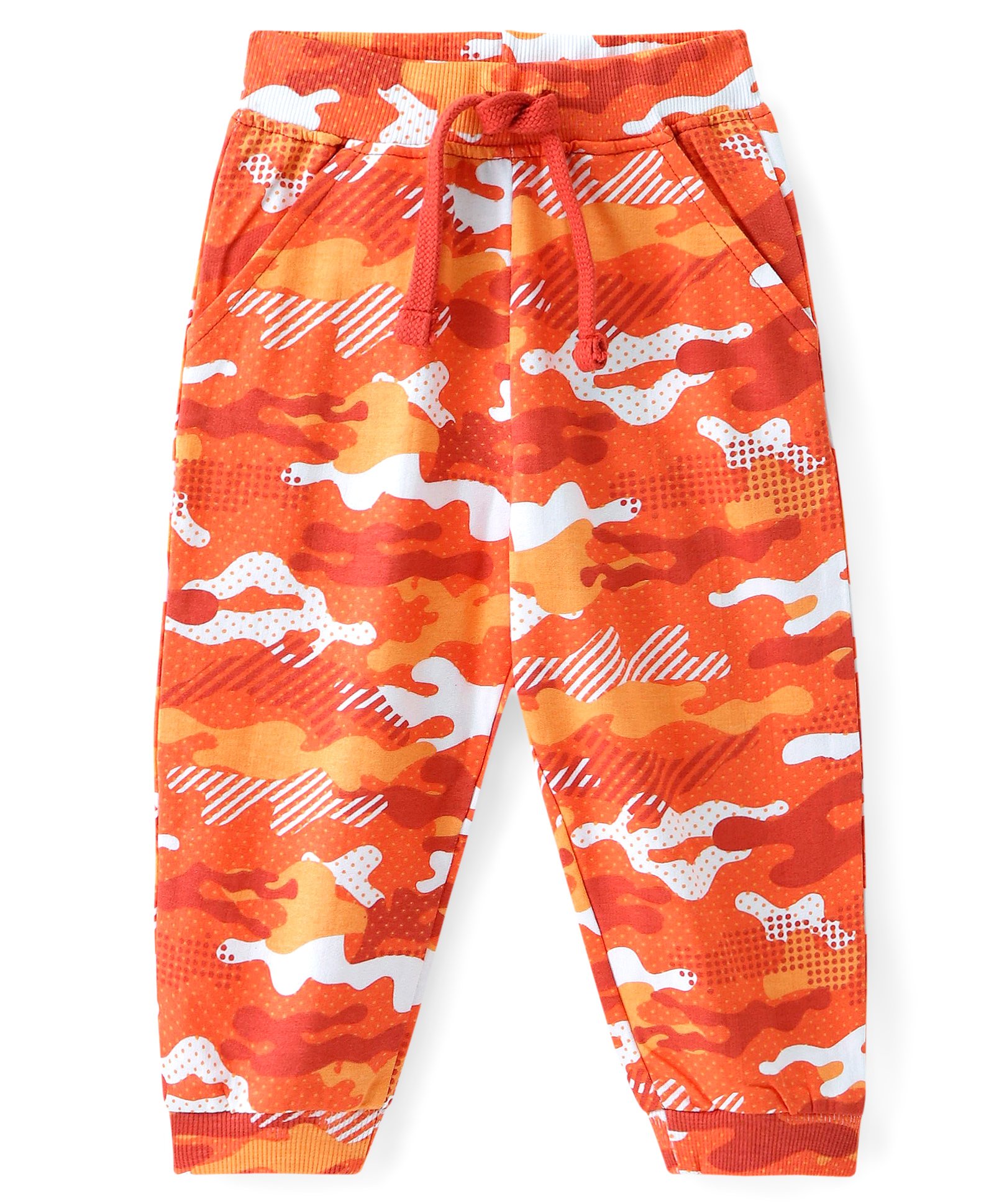 Babyhug Cotton Terry Knit Full Length Lounge Pant with Camouflage Print - Maroon-image-34