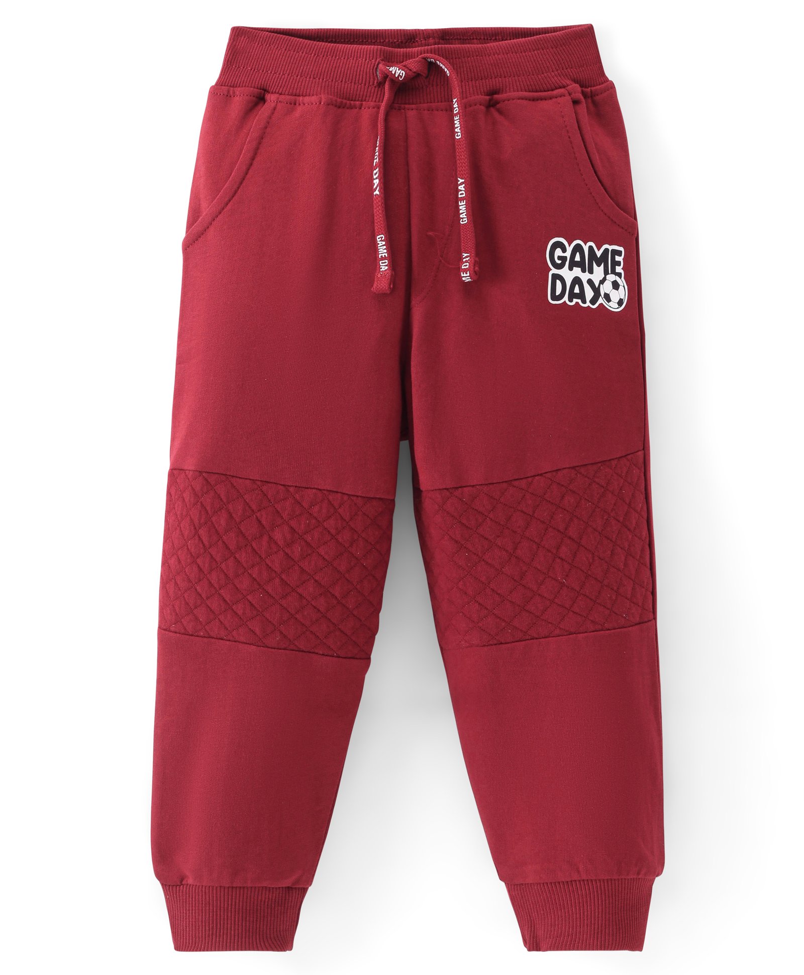 Babyhug Cotton Terry Full Length  Lounge Pant with Text Patch - Maroon-picture-25