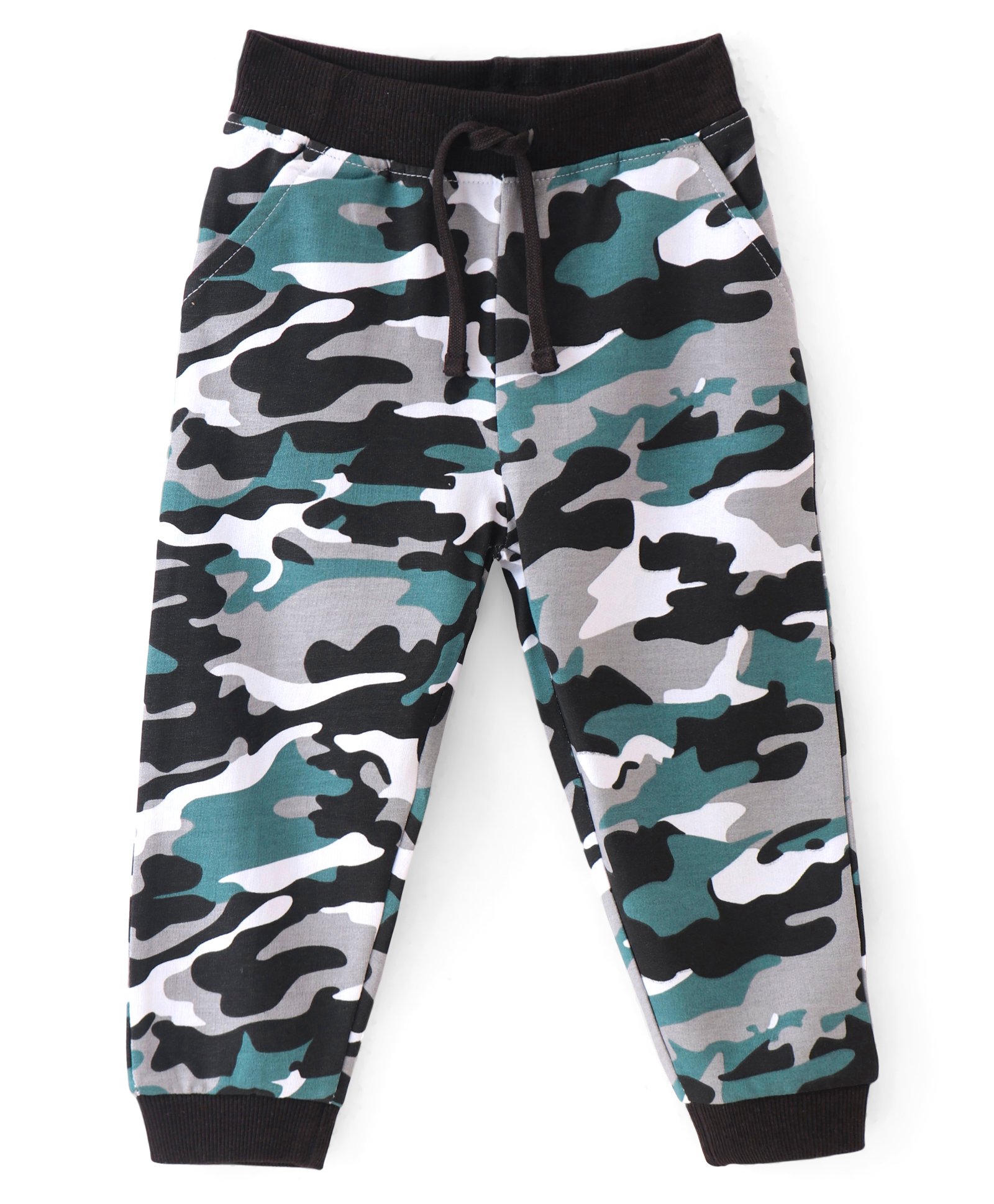 Babyhug Terry Cotton Knit Full Length Lounge Pant with Camouflage Print - Blue-picture-16