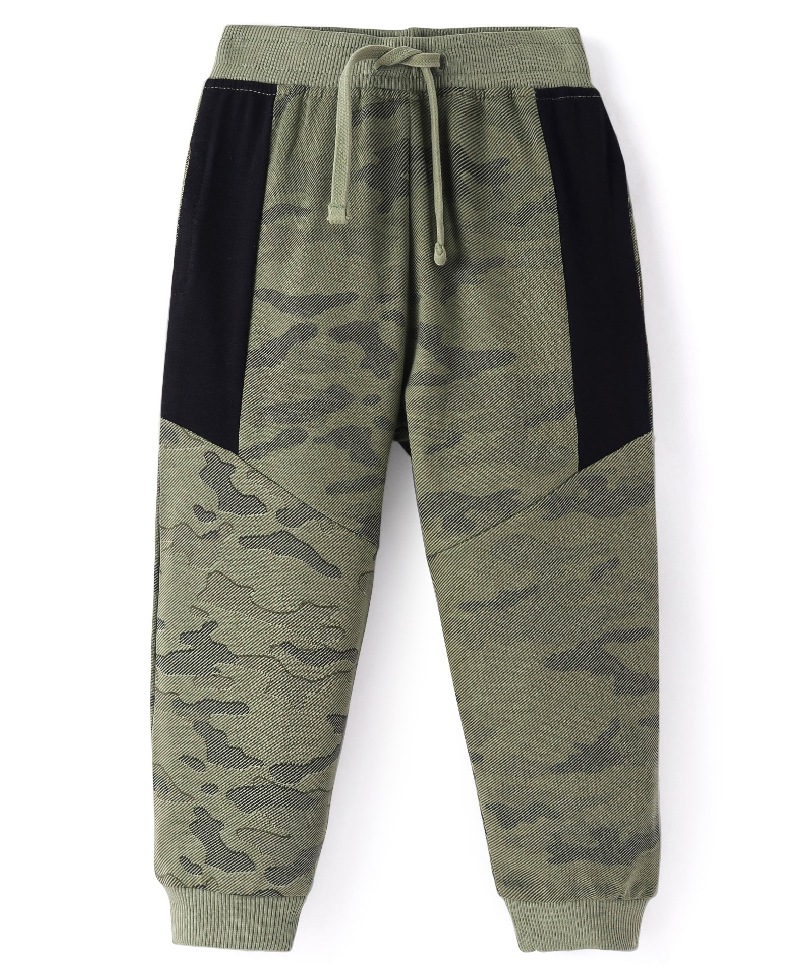 Babyhug Cotton Terry Knit Full Length Camouflage Printed Track Pant - Green-image-33