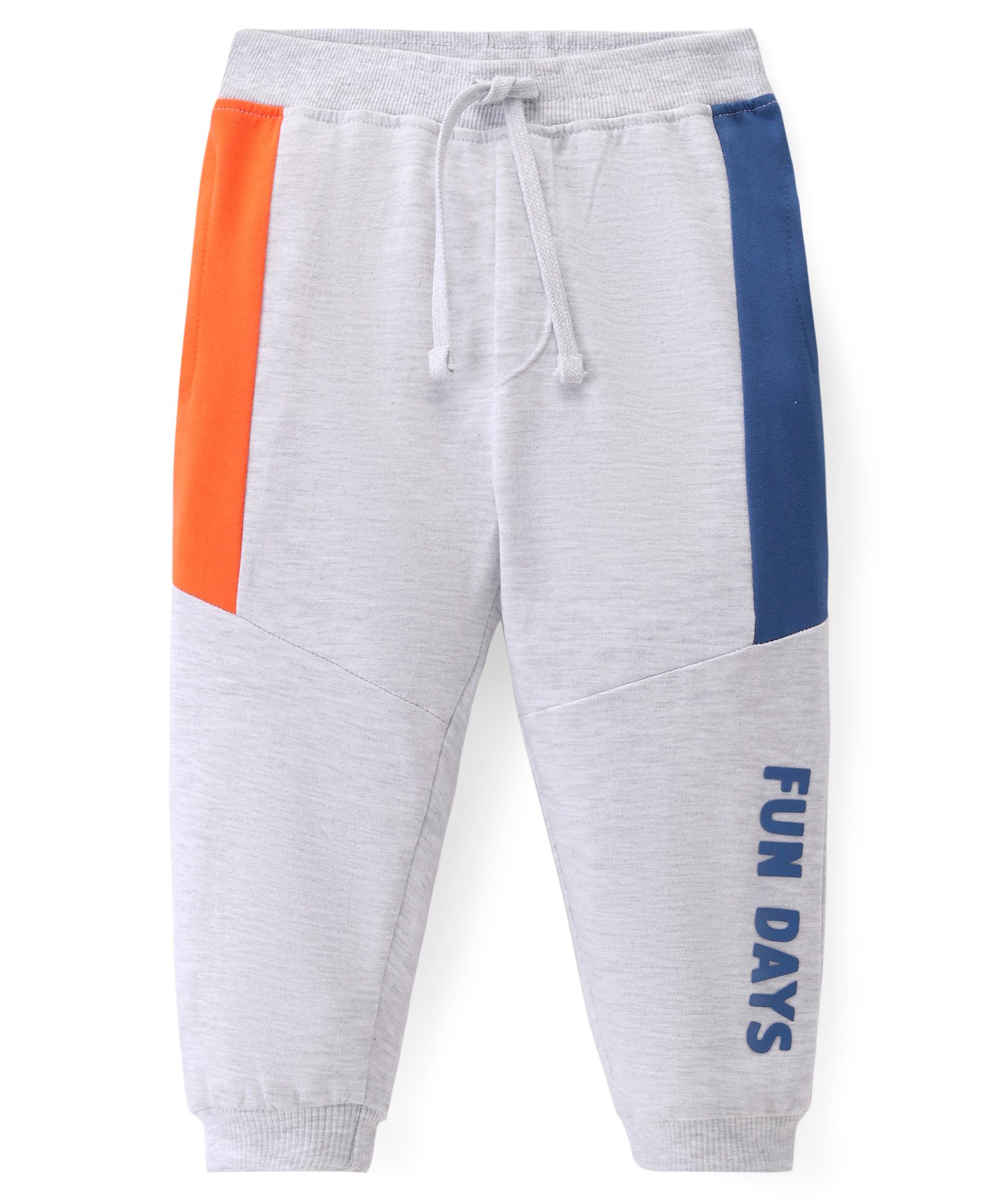 Babyhug Cotton Terry Knit Full Length Colour Block Design Lounge Pant with Text Print - Grey-image-8