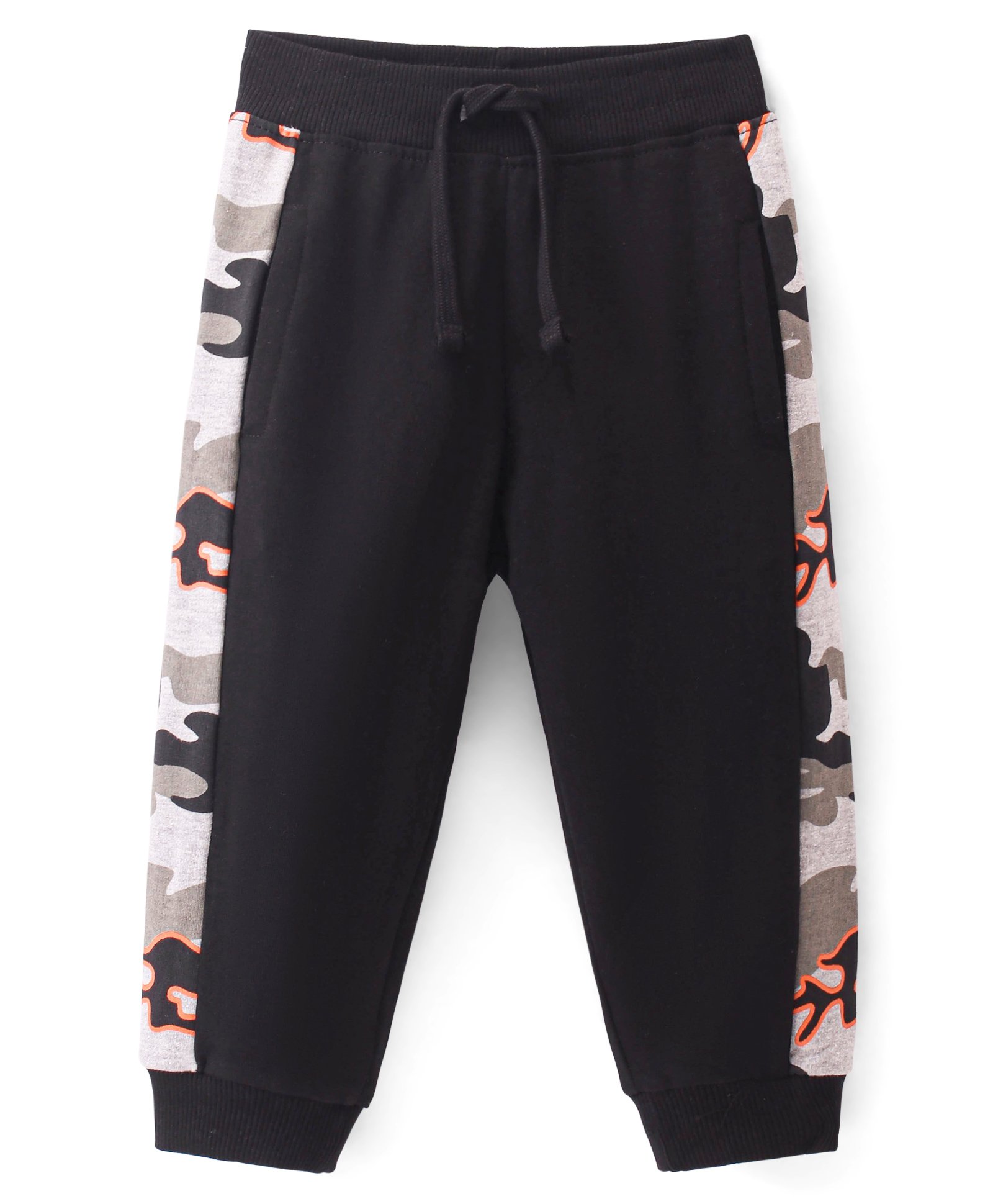 Babyhug Cotton Terry Knit Full Length Lounge Pant with Camouflage Theme Print - Black-picture-32