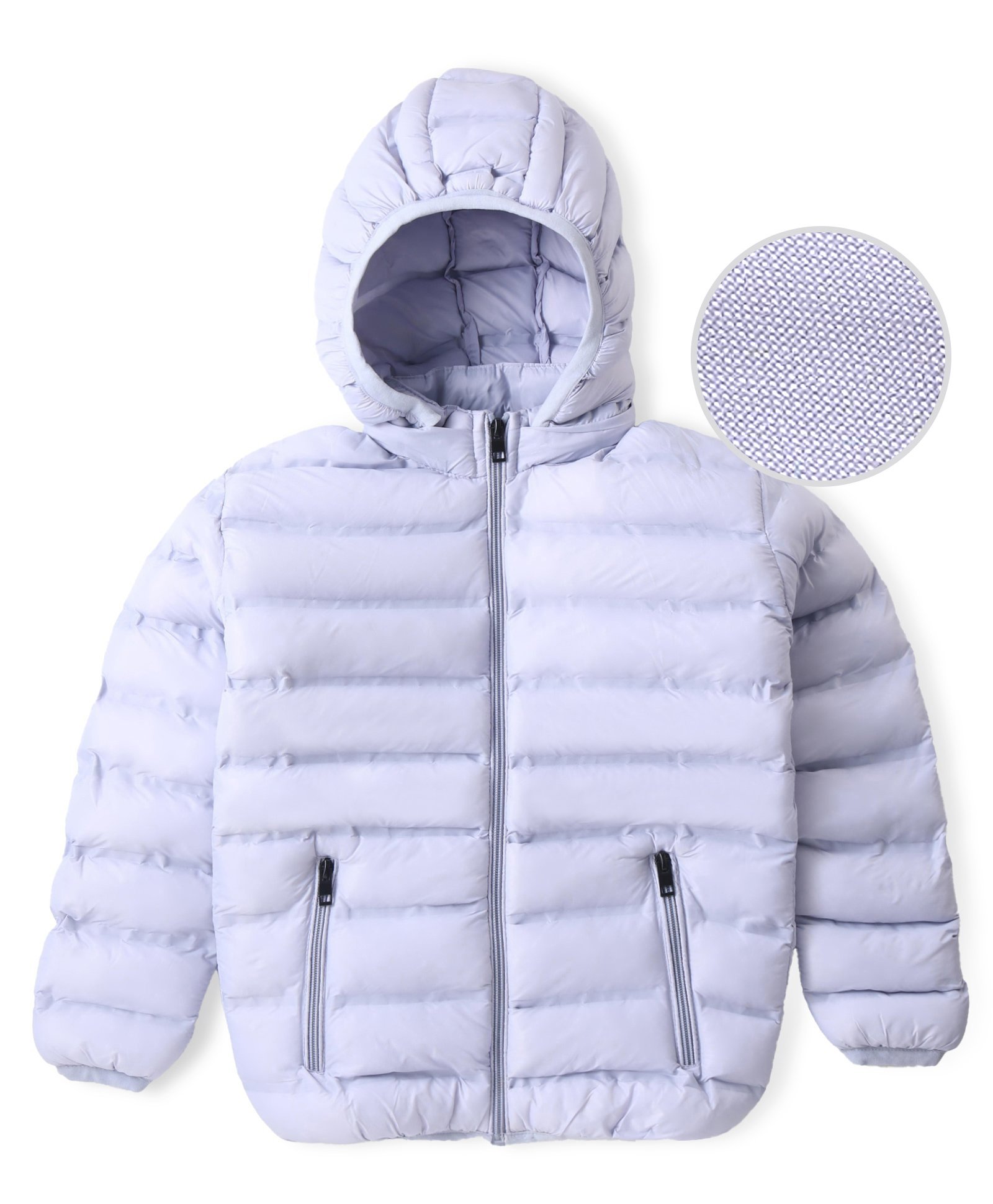Little Kangaroos Full Sleeves Padded & Hooded Jacket with Pocket Solid Colour - Lilac-picture-14