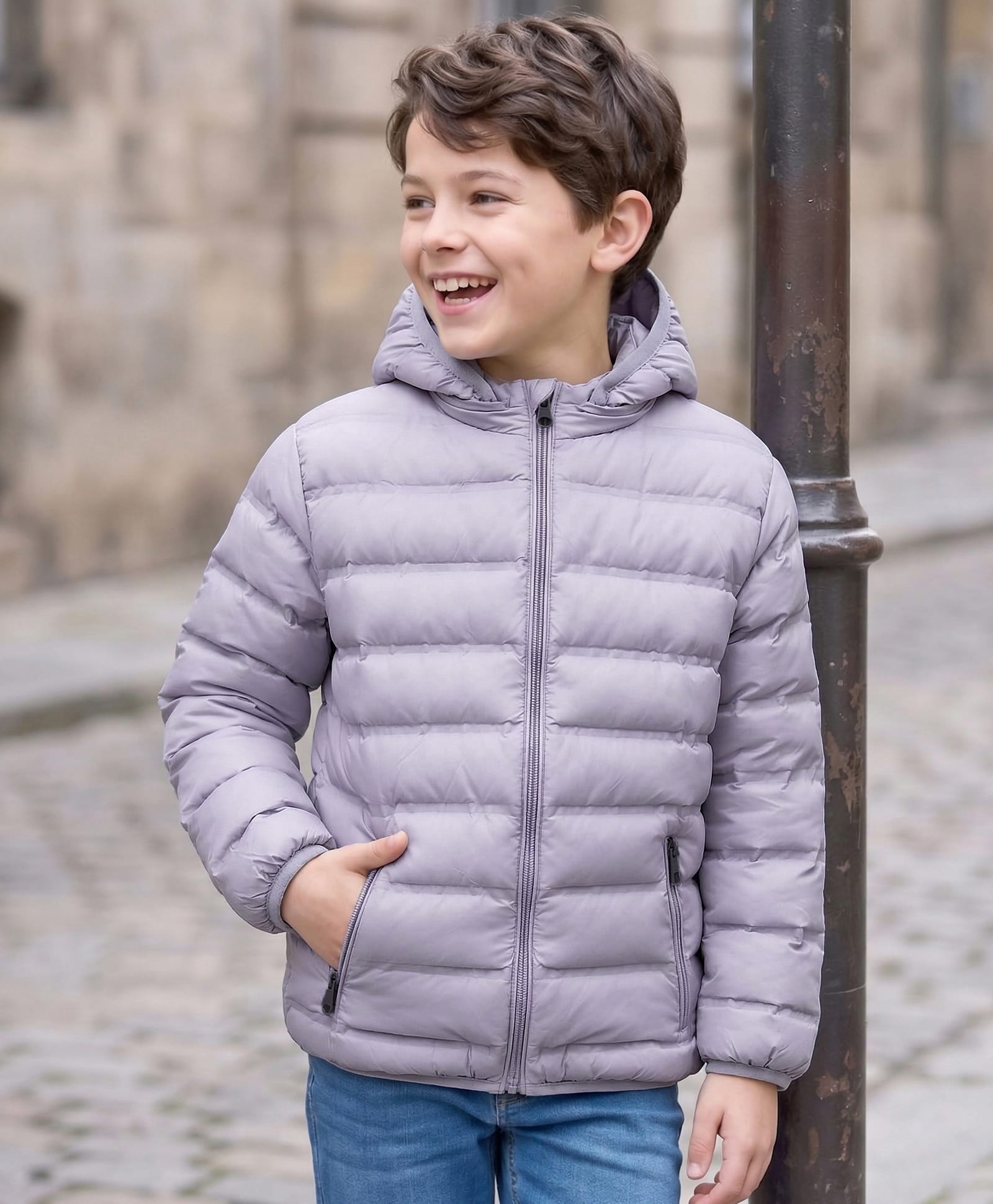 Little Kangaroos Full Sleeves Padded & Hooded Jacket with Pocket Solid Colour - Lilac-picture-20