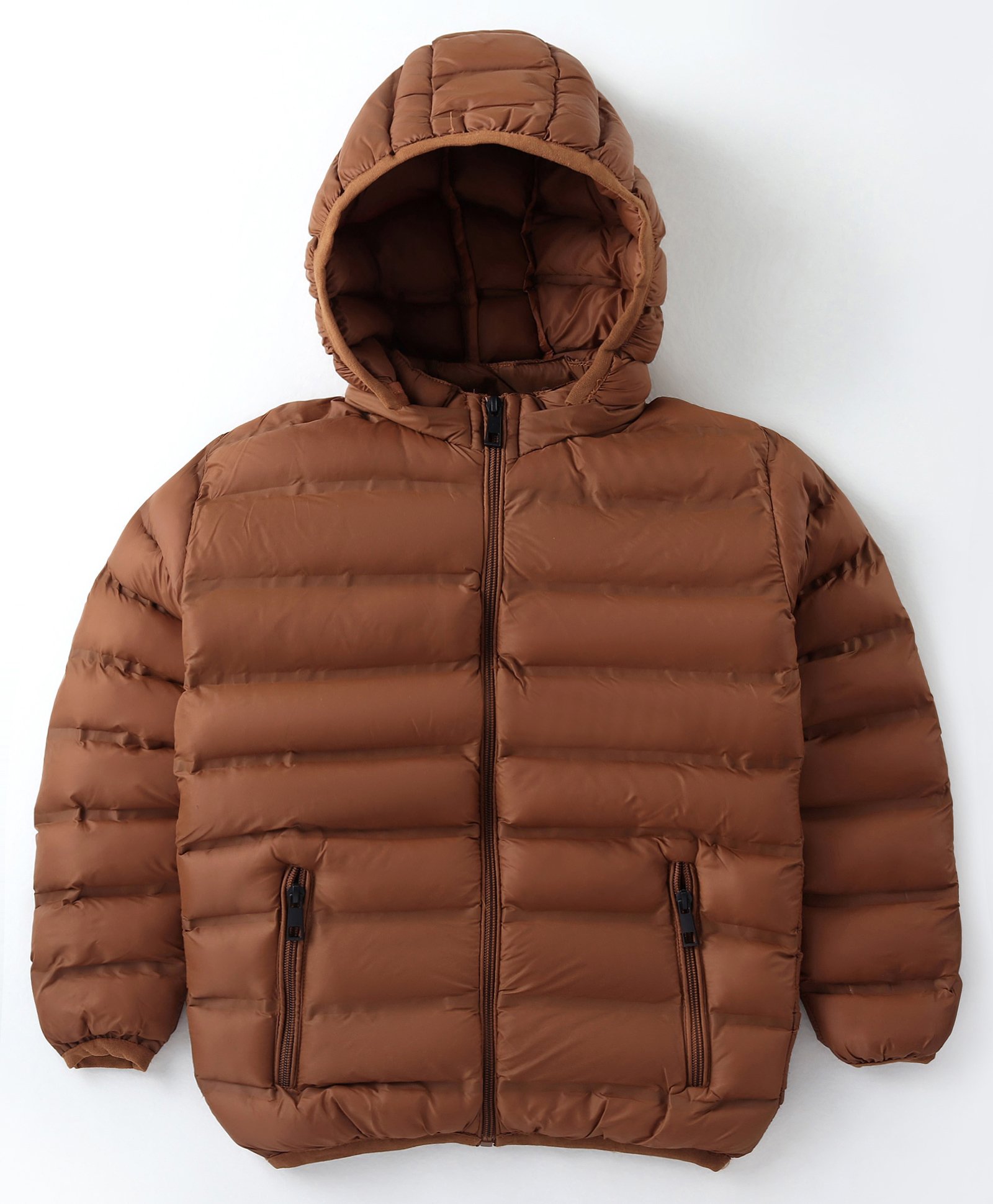 Little Kangaroos Full Sleeves Padded & Hooded Jacket with Pocket Solid Colour - Rust-picture-11