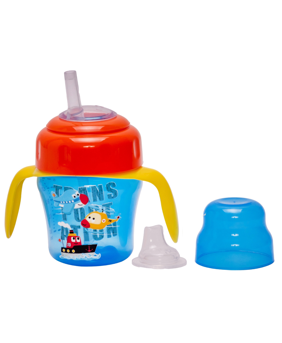 Adore Omega 2 Stage Spout & Straw Sipper with Twin Handle and Dust Free Cap -150ml- Transporter Theme-image-47
