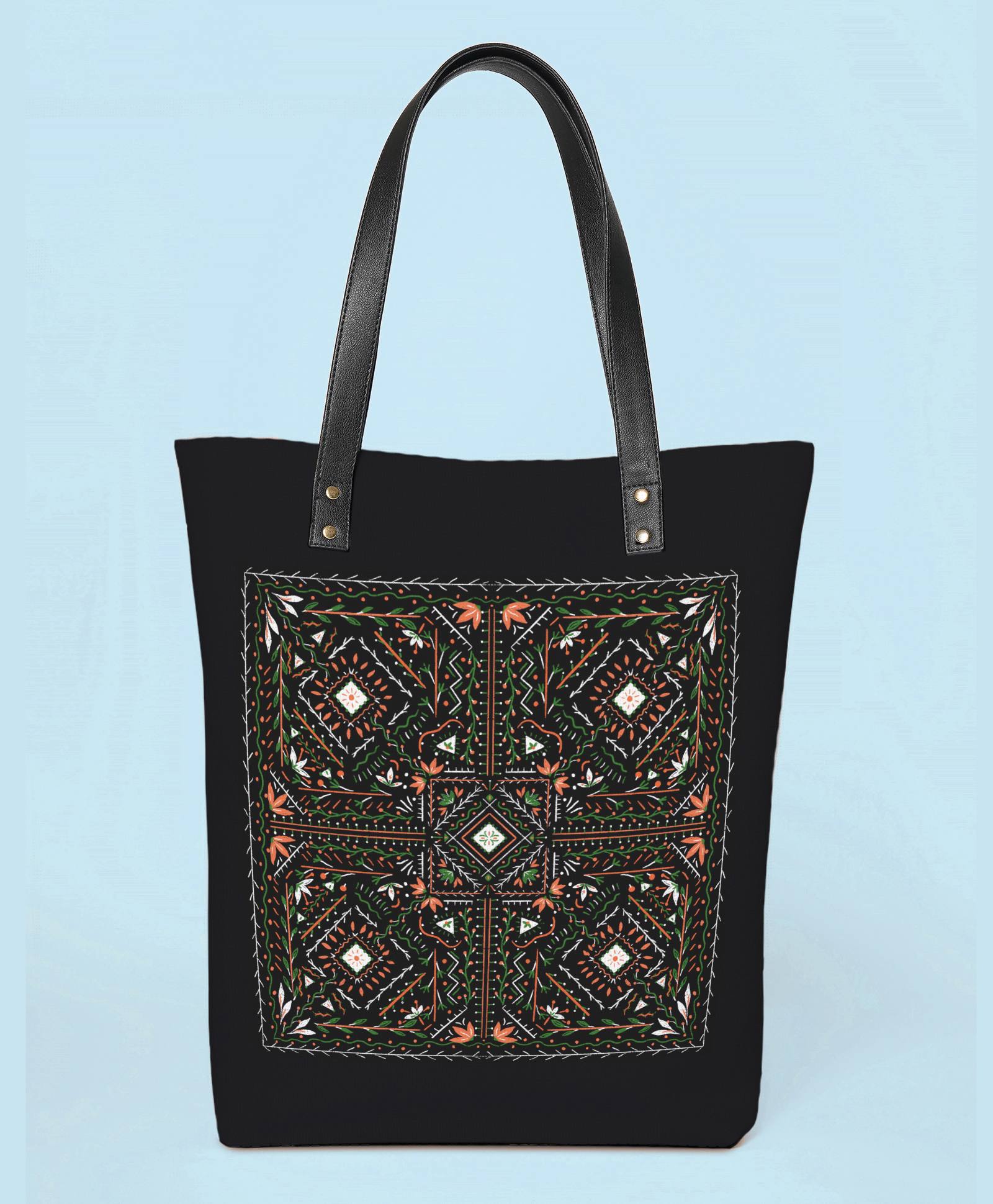 Kalankit Spacious Tote Bag | Everyday Tote Bag | Printed Stylish Tote Bags For Women |Travel Tote Bag | black | Mandala-image-48