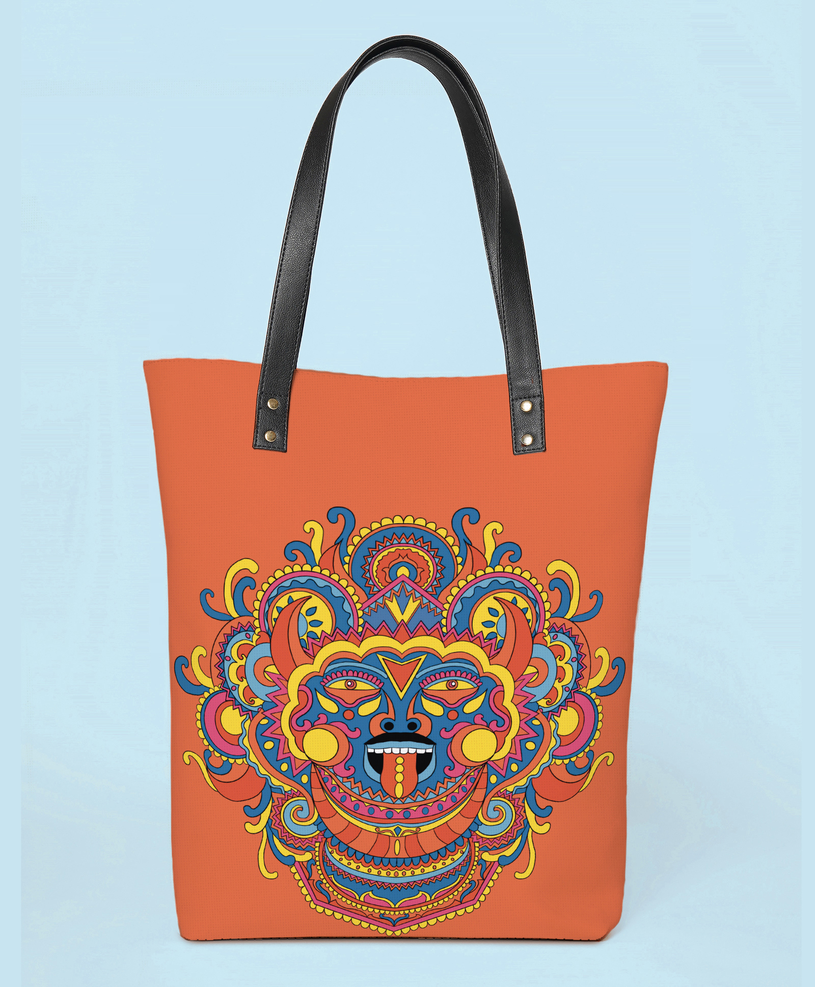 Kalankit Large Tote Bags | Stylish Tote Bag For Everyday Use | Vegan Leather Spacious Tote Bags | Orange | funky-image-49