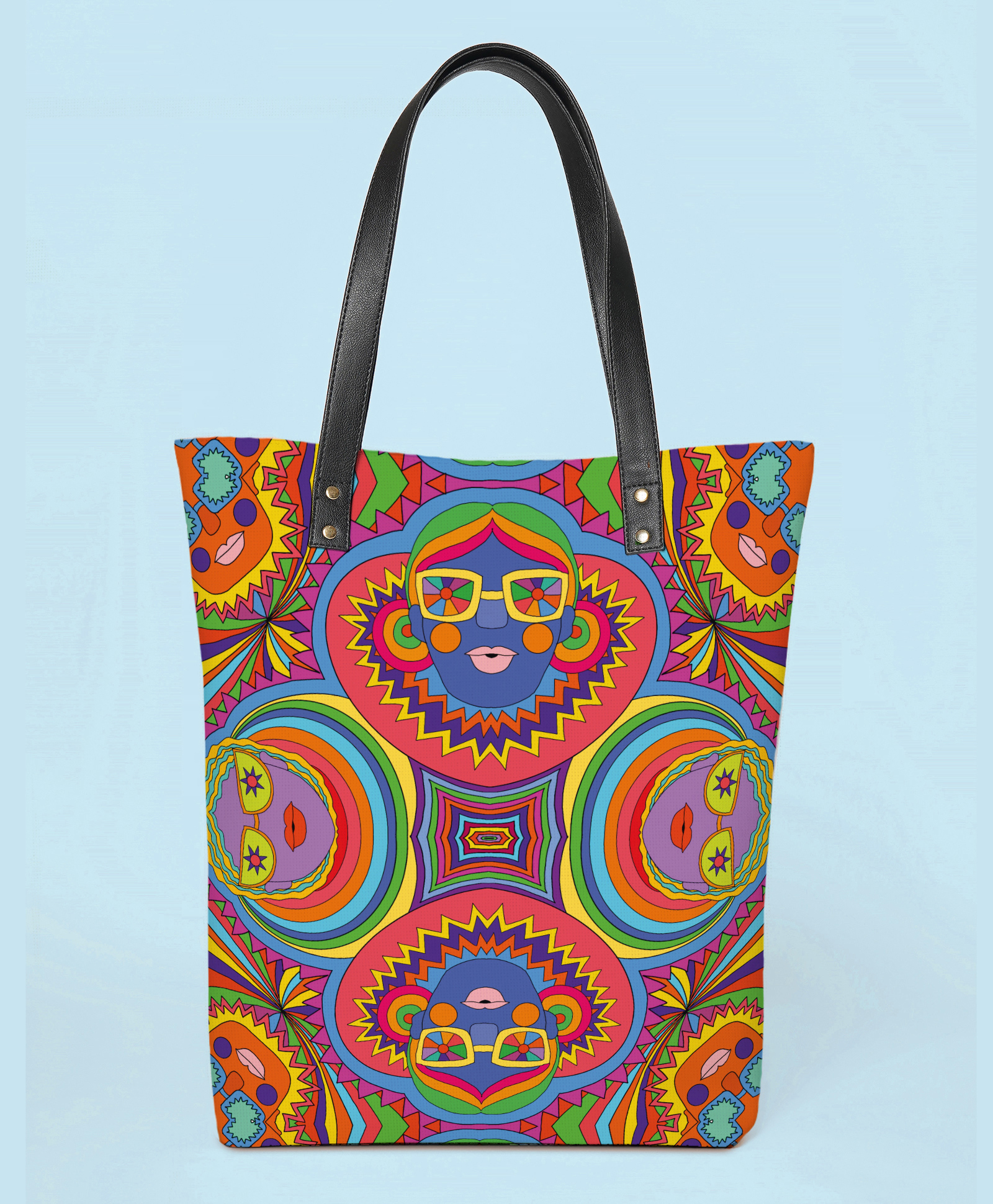 Kalankit Designer Tote Bags | Everyday Tote Bags | Vegan Leather Printed Tote Bag For Work | multicolor | funky-image-30
