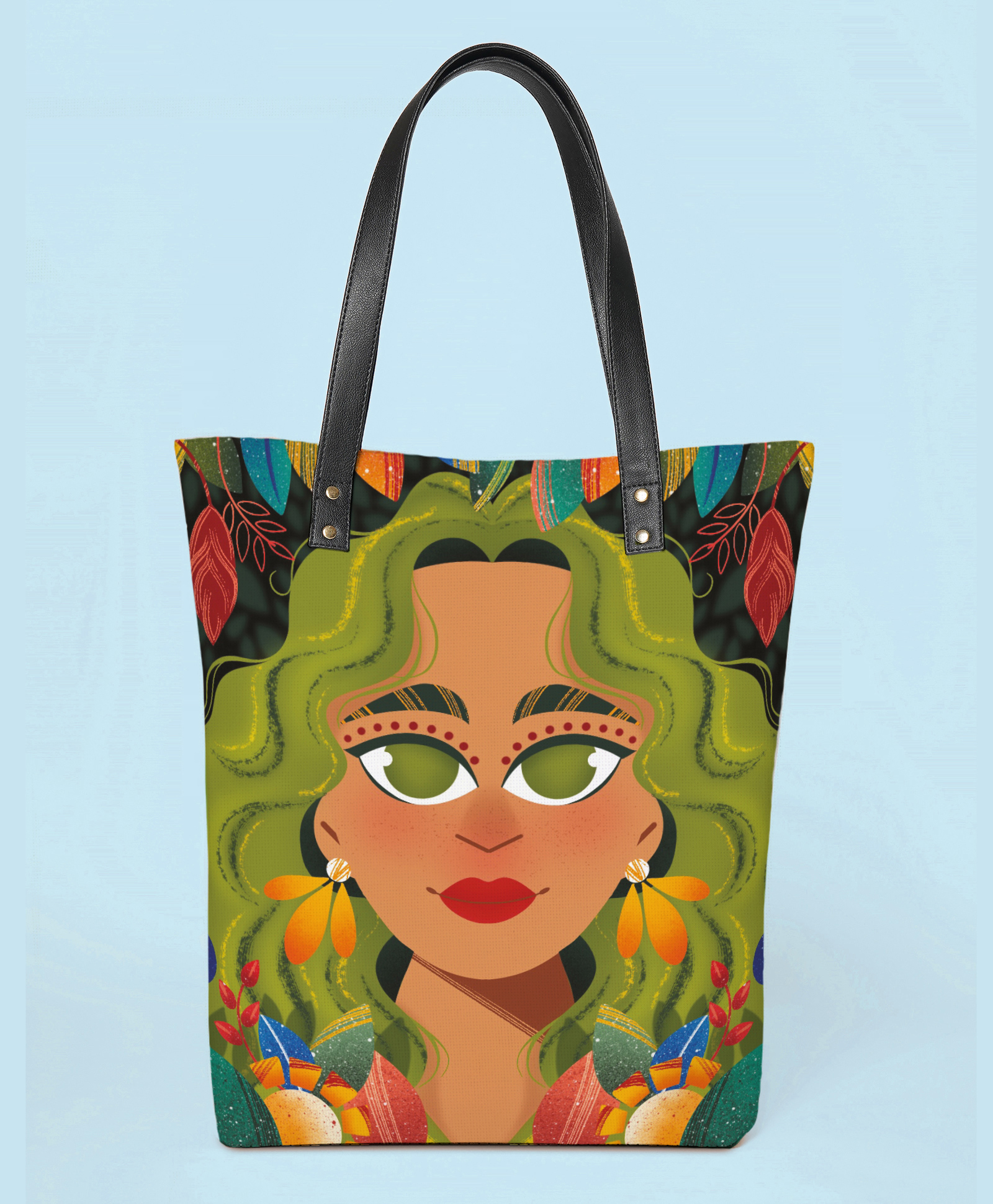 Kalankit Spacious Tote Bag | Everyday Tote | Printed Stylish Tote Bags For Women | Travel Tote Bags | green | floral-image-44
