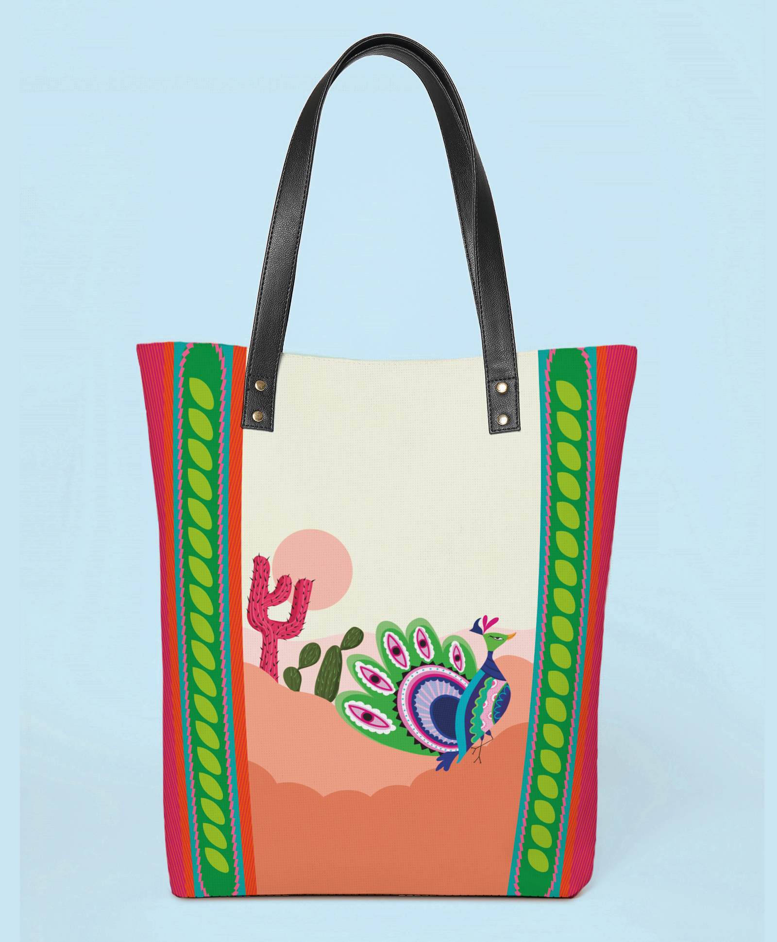 Kalankit Spacious Tote Bag | Everyday Tote Bags For Women | Printed Stylish |Travel Tote Bags | multicolor | peacock-image-42