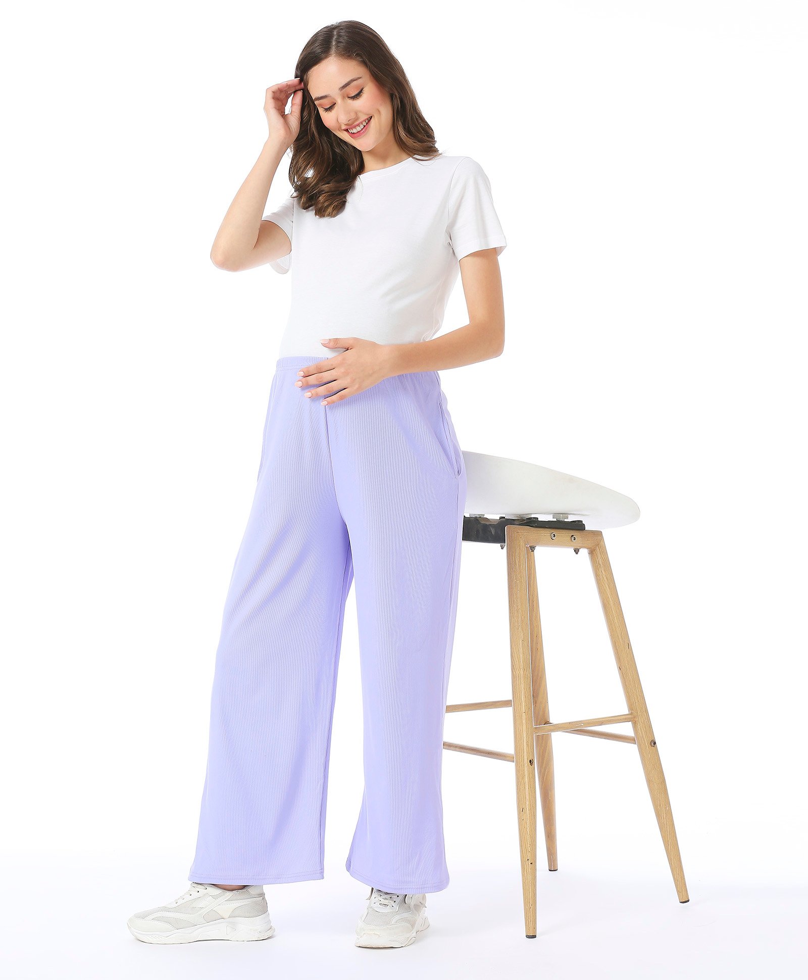 Bella Mama Full Length High Coverage Rib Knit Pant - Lilac-picture-35